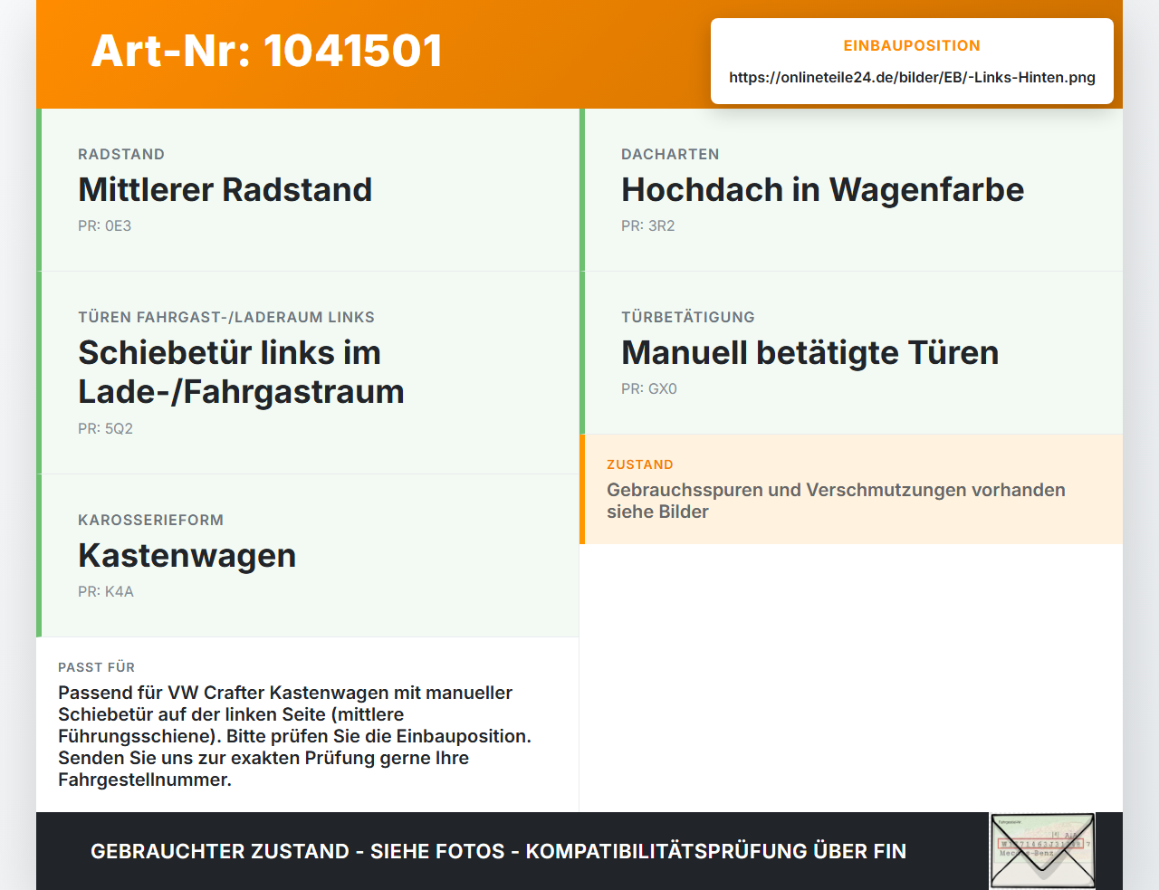 VW Crafter 2E 35 11-16 Kasten Führungsrolle für Schiebetür Links Mitte Hinten VW Crafter 2E 35 11-16 07.10.2016... Vorschau 3