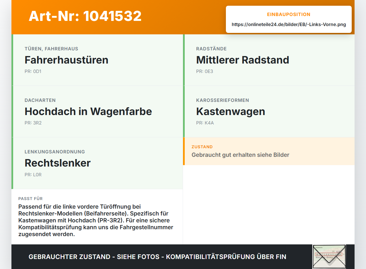 VW Crafter 2E 35 11-16 Kasten Dichtung für Rahmen Tür Links Vorne VW Crafter 2E 35 11-16 07.10.2016 2E0837911A gebraucht Vorschau 3
