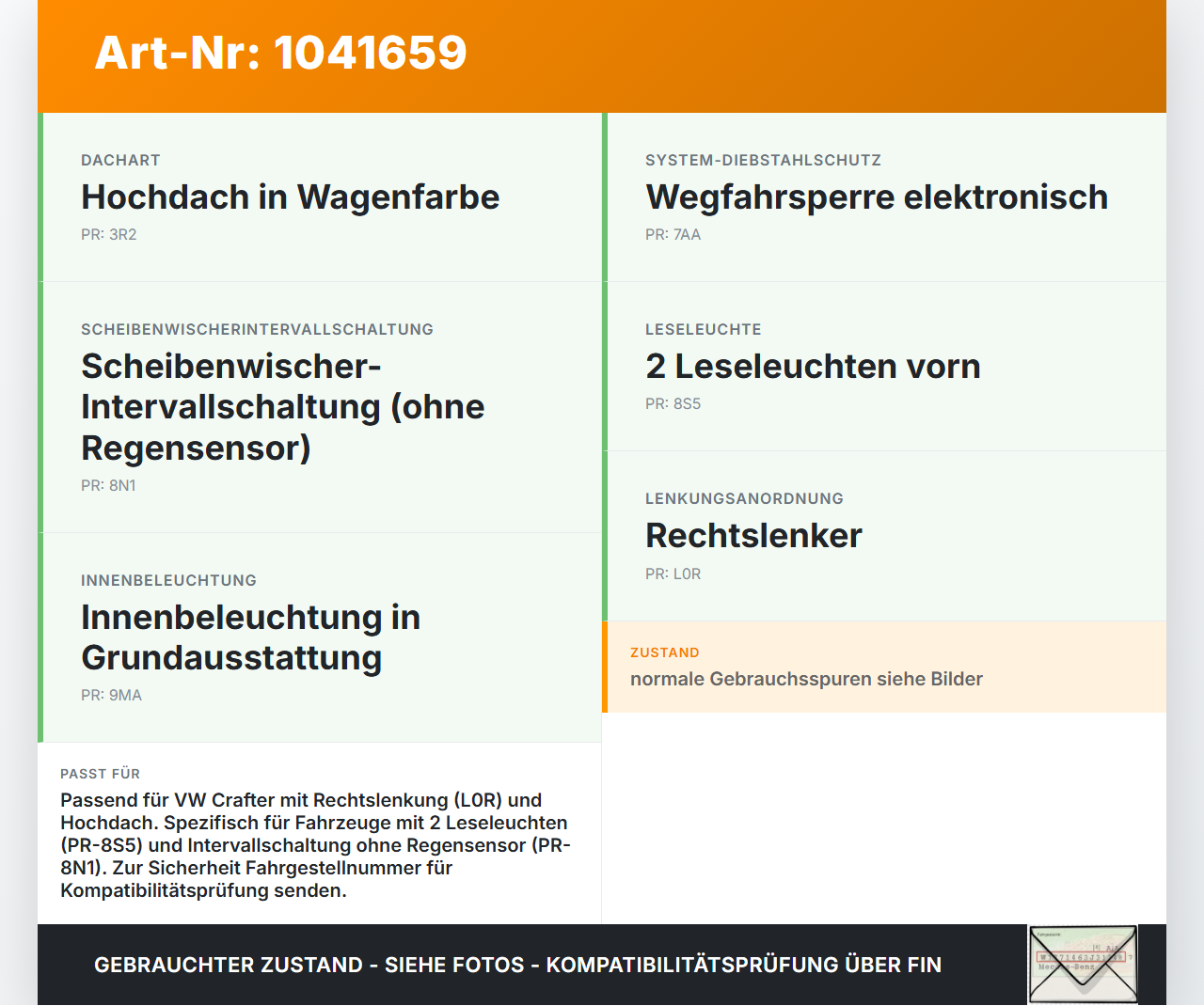 VW Crafter 2E 35 11-16 Innenleuchte Innenraumleuchte VW Crafter 2E 35 11-16 07.10.2016 2E0947105 HVW9068200001... Vorschau 3