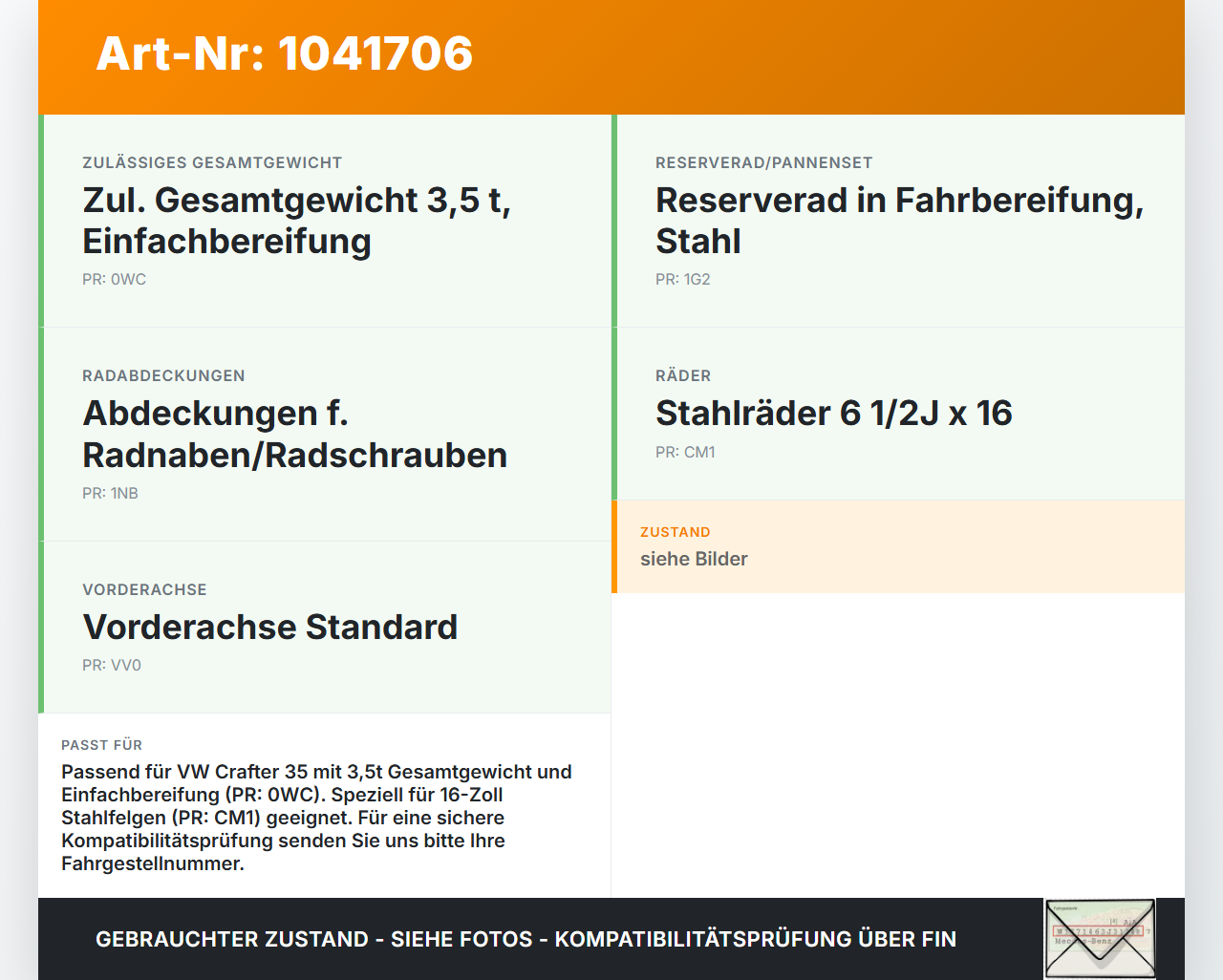 VW Crafter 2E 35 11-16 Satz Radschrauben Schraube Radbolzen VW Crafter 2E 35 11-16 07.10.2016 WHT000888 gebraucht Vorschau 3