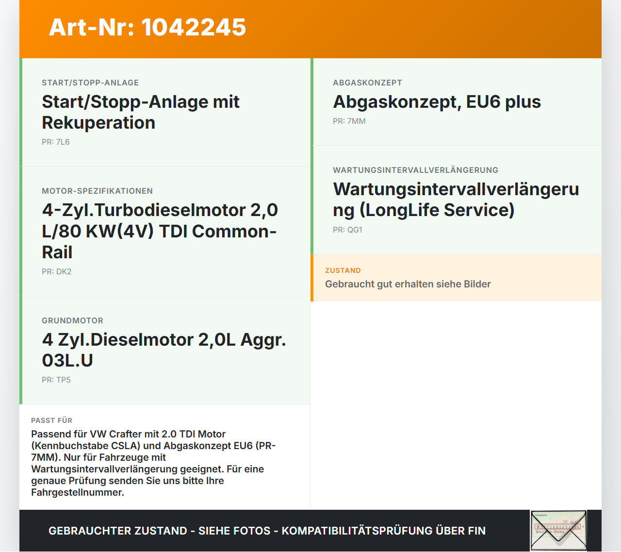 VW Crafter 2E 35 11-16 TDI 2,0 80KW CSLA Ölstandssensor Sensor für Öl Ölsensor VW Crafter 2E 35 11-16 07.10.2016... Vorschau 3