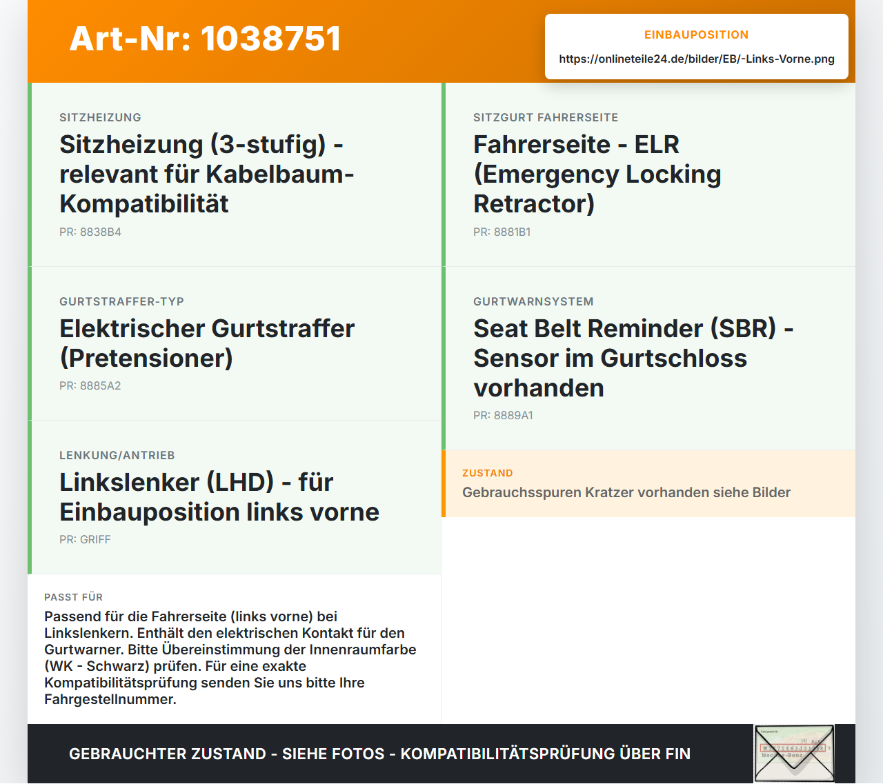KIA Carens RP IV 13-19 Gurtschloss Links Vorne KIA Carens RP IV 13-19 29.08.2014 gebraucht Vorschau 3