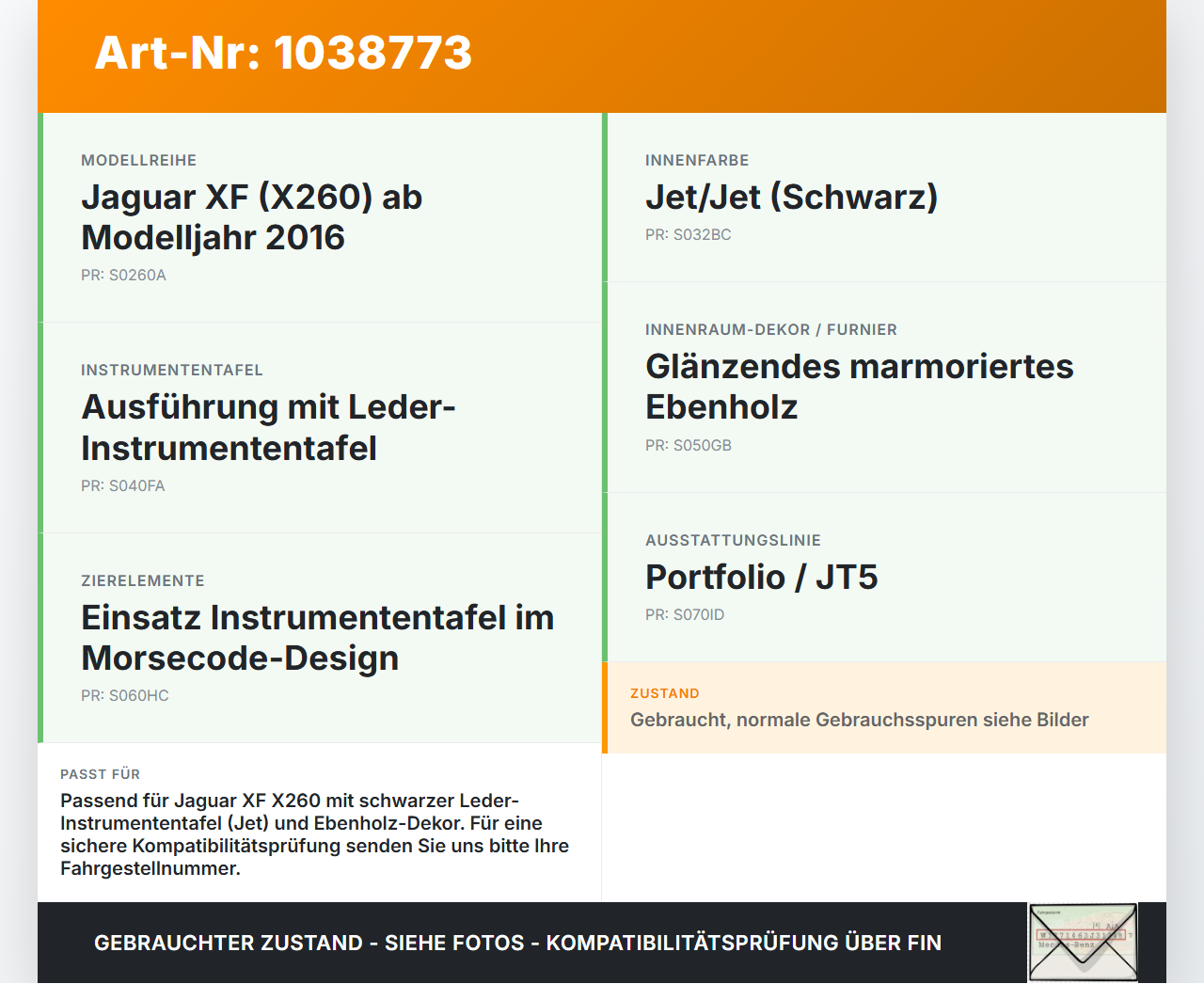 Jaguar XF X260 15-20 Blende Innen Einbaurahmen Jaguar XF X260 15-20 20.06.2017 gebraucht Vorschau 3