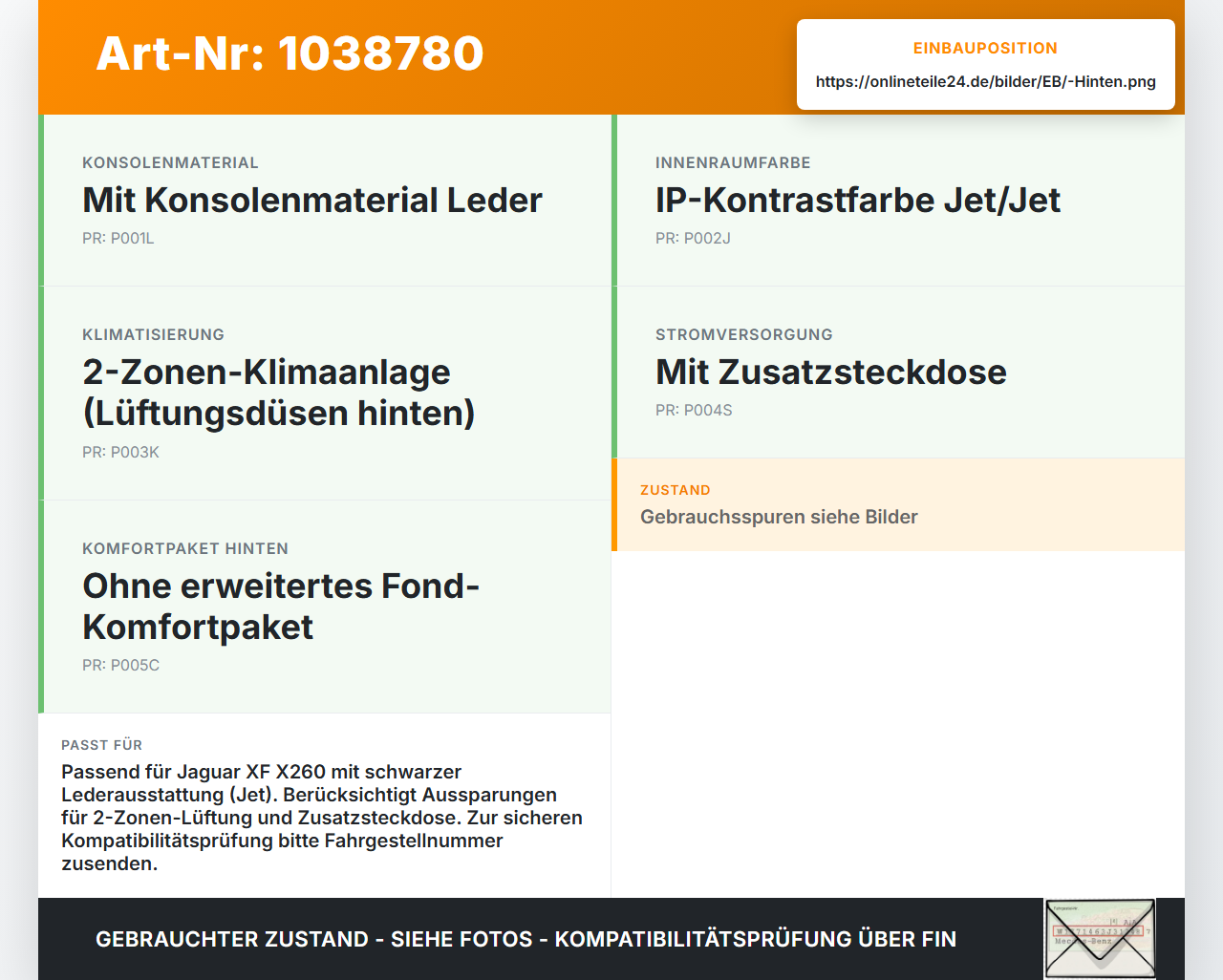 Jaguar XF X260 15-20 Mittelkonsole Blende hinten Abdeckung Jaguar XF X260 15-20 20.06.2017 gebraucht Vorschau 3