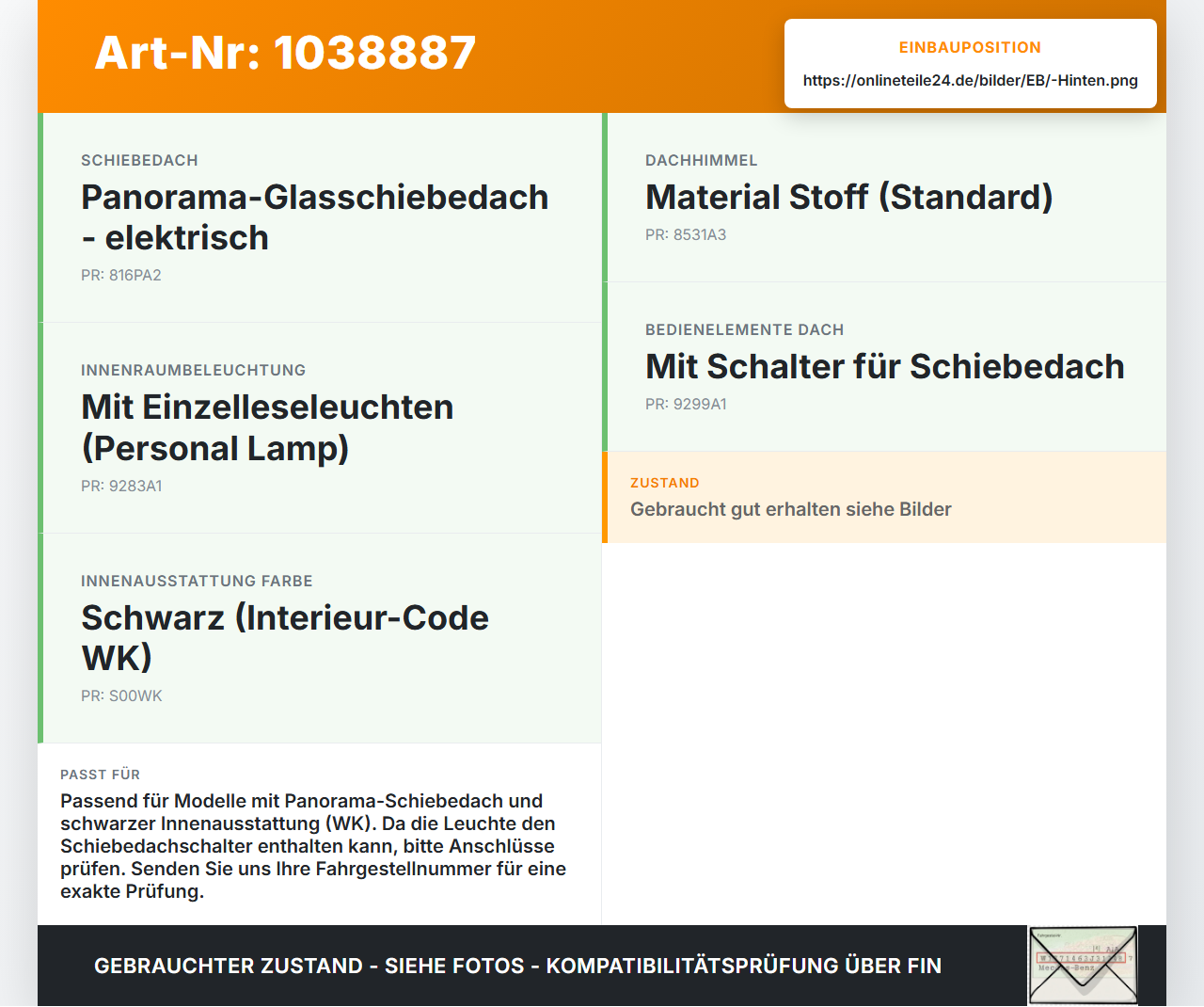 KIA Carens RP IV 13-19 Innenleuchte Innenraumleuchte Hinten Pos.1 KIA Carens RP IV 13-19 29.08.2014 92891-3SXXX... Vorschau 3