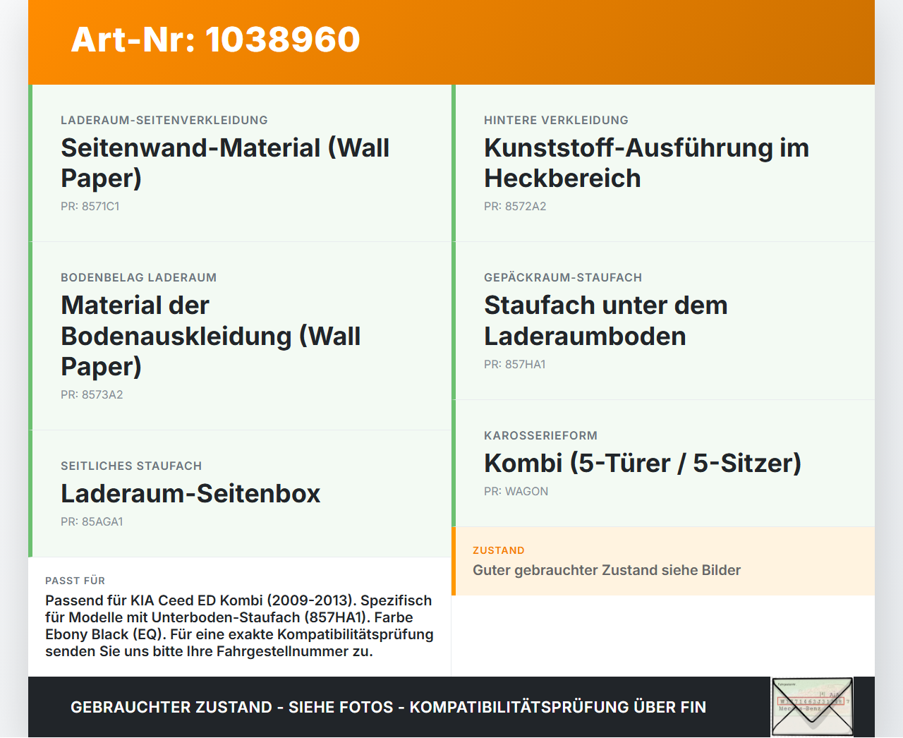 KIA Ceed ED 09-13 Kombi Ablagefach Staufach Kofferraum Boden Mitte Kombi KIA Ceed ED 09-13 31.10.2011 85715-1H610... Vorschau 3
