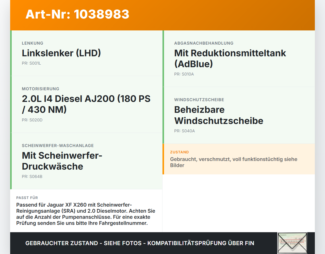 Jaguar XF X260 15-20 2,0d 132KW Xenon Waschwasserbehälter Wischwasserbehälter Tank Jaguar XF X260 15-20 20.06.2017... Vorschau 3