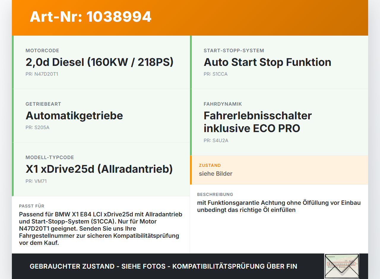 BMW X1 E84 LCI 12-15 2,0d 160KW 4WD GA8HP-45Z Automatikgetriebe 8HP45 8-Gang Getriebe BMW X1 E84 LCI 12-15... Vorschau 3