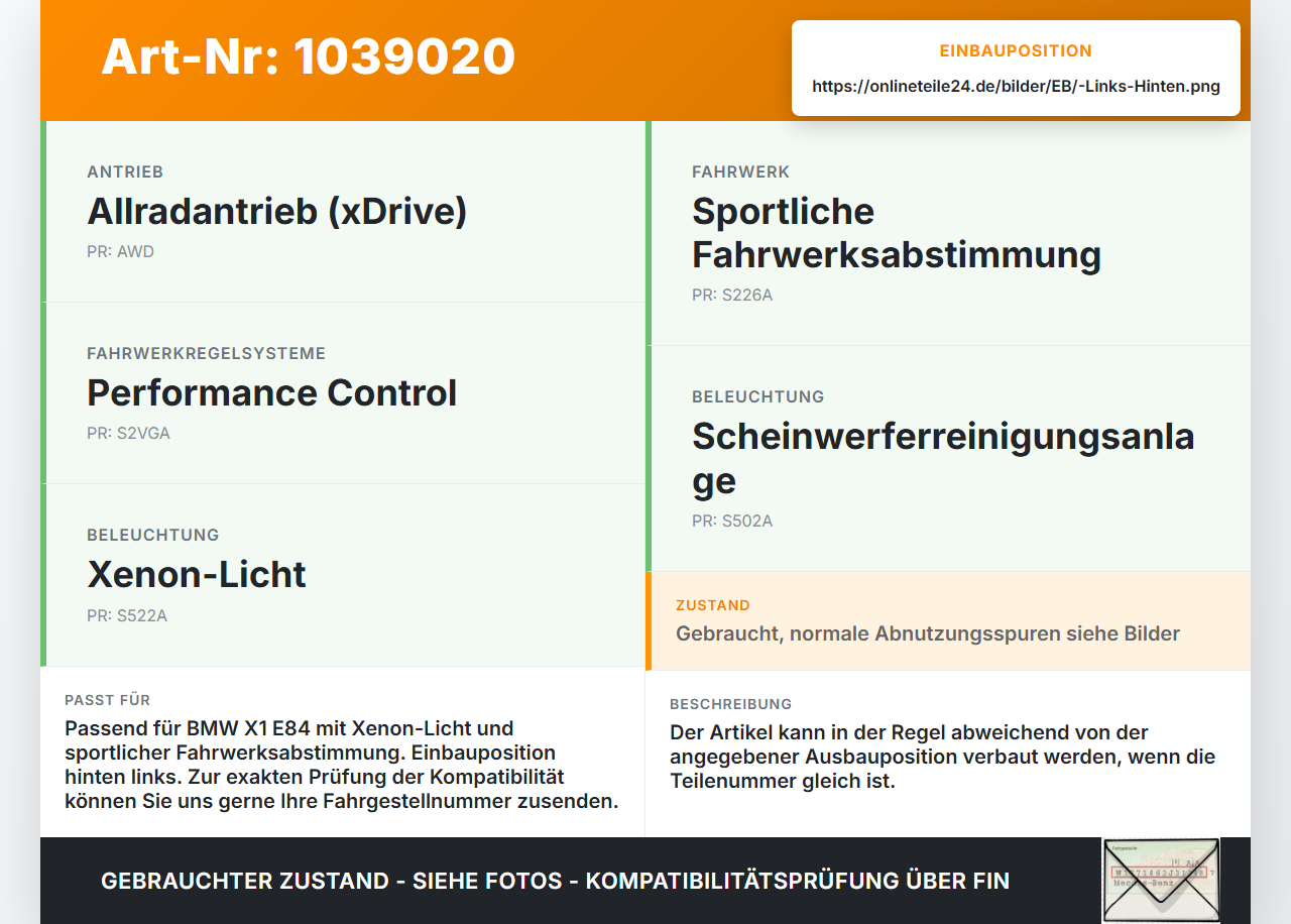 BMW X1 E84 LCI 12-15 Niveausensor Xenon LWR Sensor Hinten Links BMW X1 E84 LCI 12-15 29.10.2012 37146853754 6853754... Vorschau 3