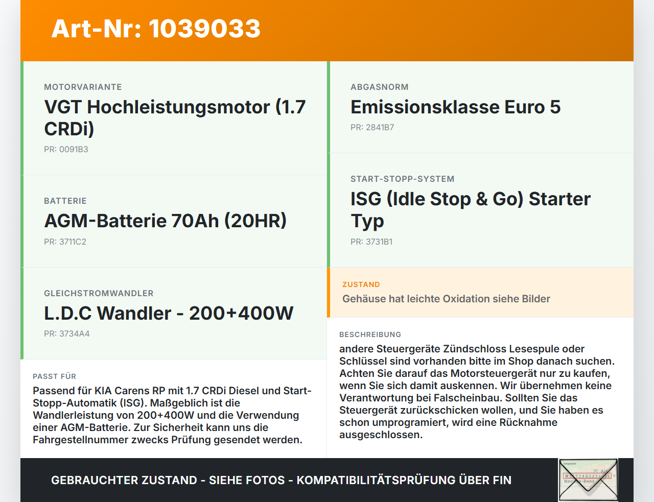 KIA Carens RP IV 13-19 CRDi 1,7 100KW Steuergerät LDC DC-DC Wandler Unit KIA Carens RP IV 13-19 29.08.2014... Vorschau 3