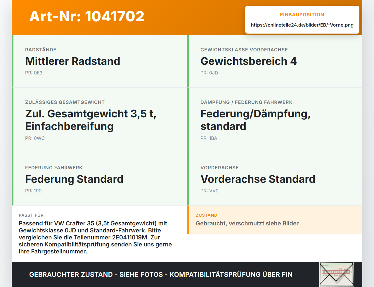 VW Crafter 2E 35 11-16 Blattfeder Querträger Vorne VW Crafter 2E 35 11-16 07.10.2016 2E0411019M gebraucht Vorschau 3