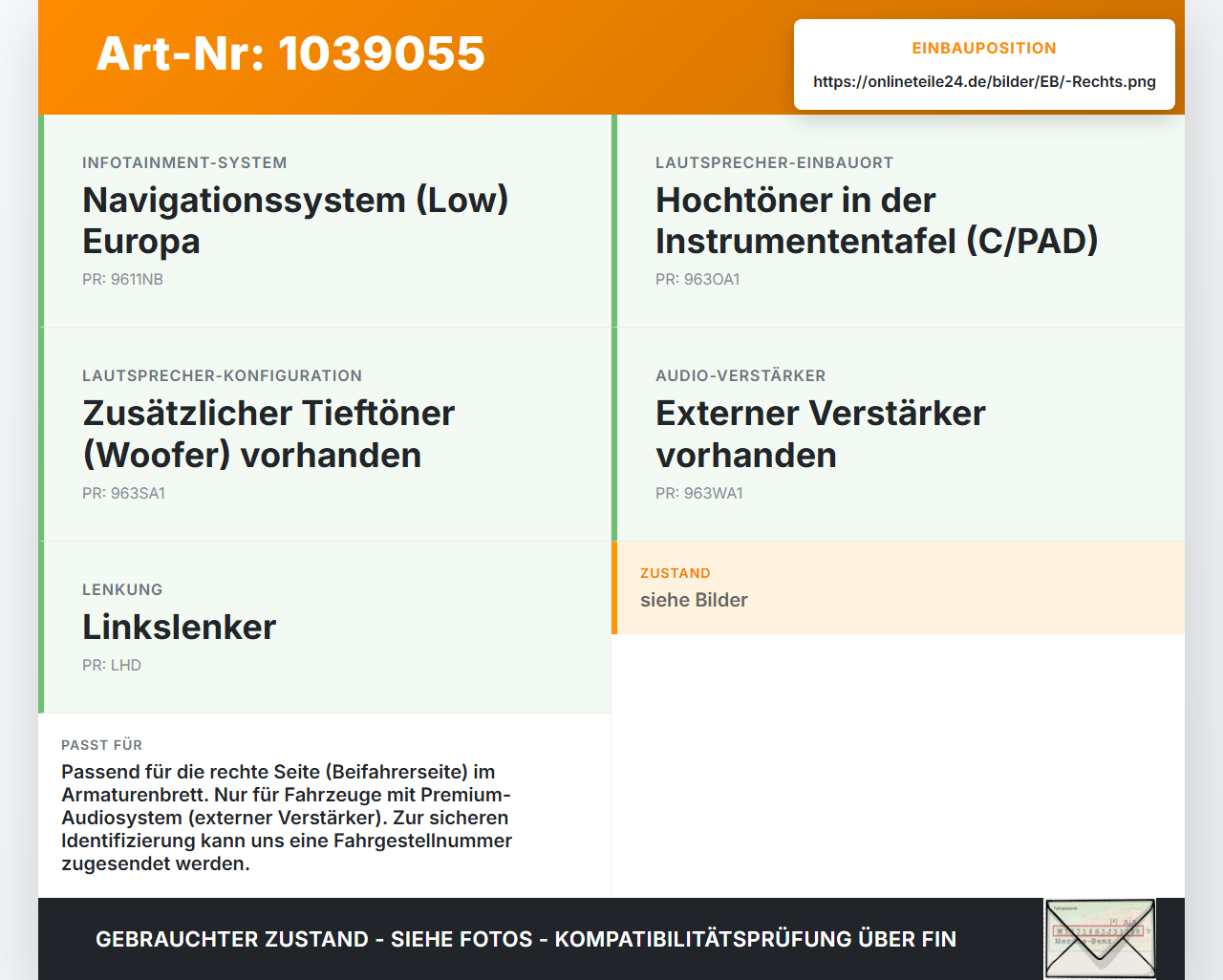 KIA Carens RP IV 13-19 Lautsprecher Hochtöner Rechts KIA Carens RP IV 13-19 29.08.2014 96310-A4000 gebraucht Vorschau 3