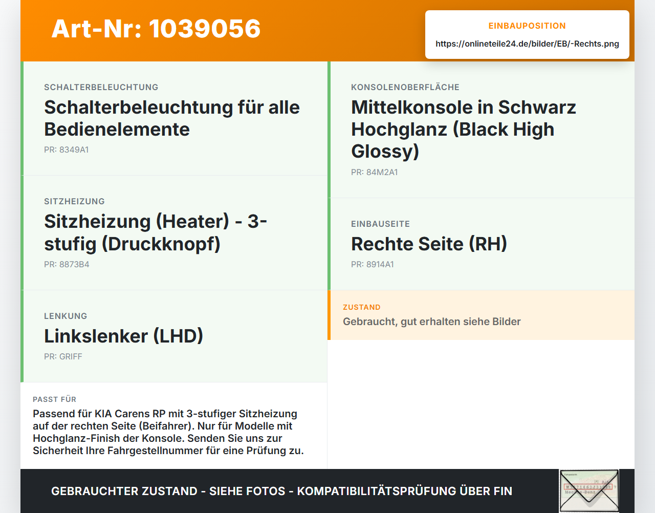 KIA Carens RP IV 13-19 Schalter Regler für Sitzheizung Rechts KIA Carens RP IV 13-19 29.08.2014 299120257 gebraucht Vorschau 3