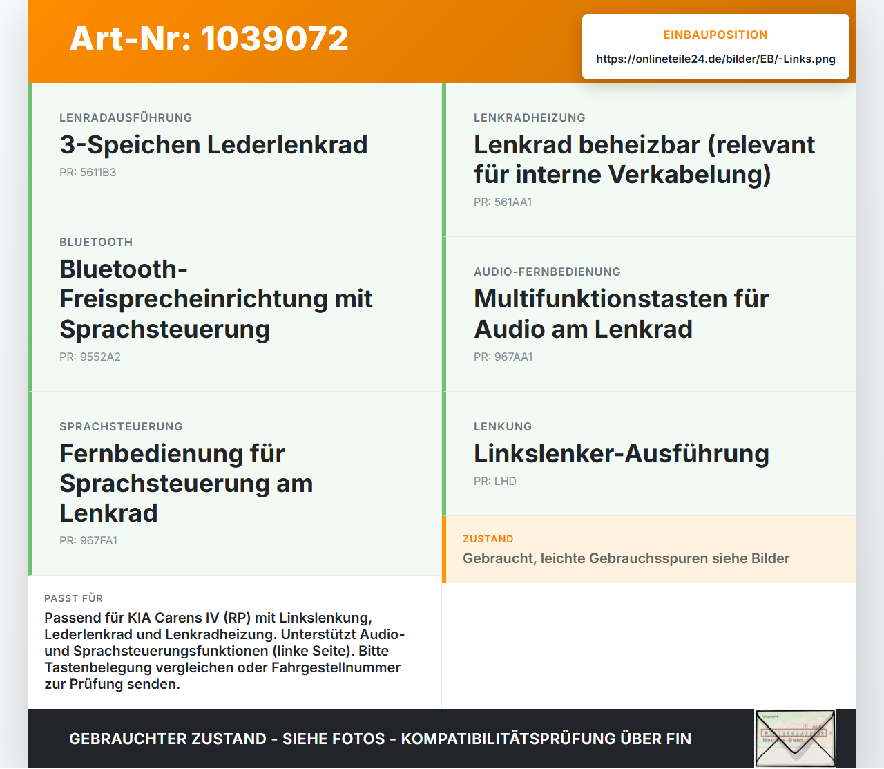 KIA Carens RP IV 13-19 Lenkradschalter Multifunktionstasten Schalter für Lenkrad Links KIA Carens RP IV 13-19... Vorschau 3