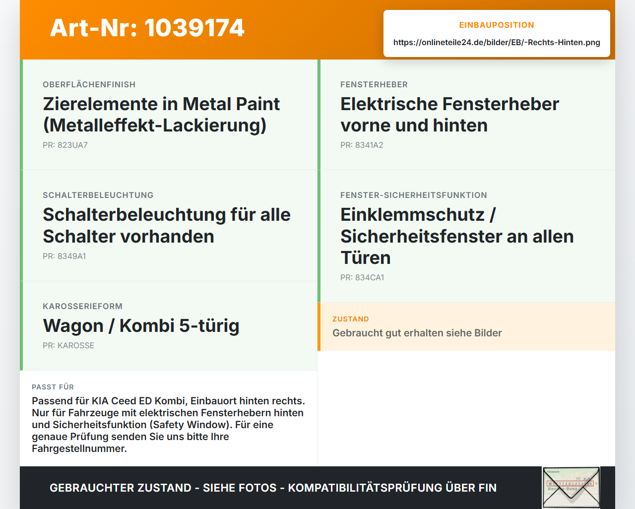 KIA Ceed ED 09-13 Kombi Fensterheberschalter Schalter Tür Rechts Hinten KIA Ceed ED 09-13 31.10.2011 93575-1H100... Vorschau 3