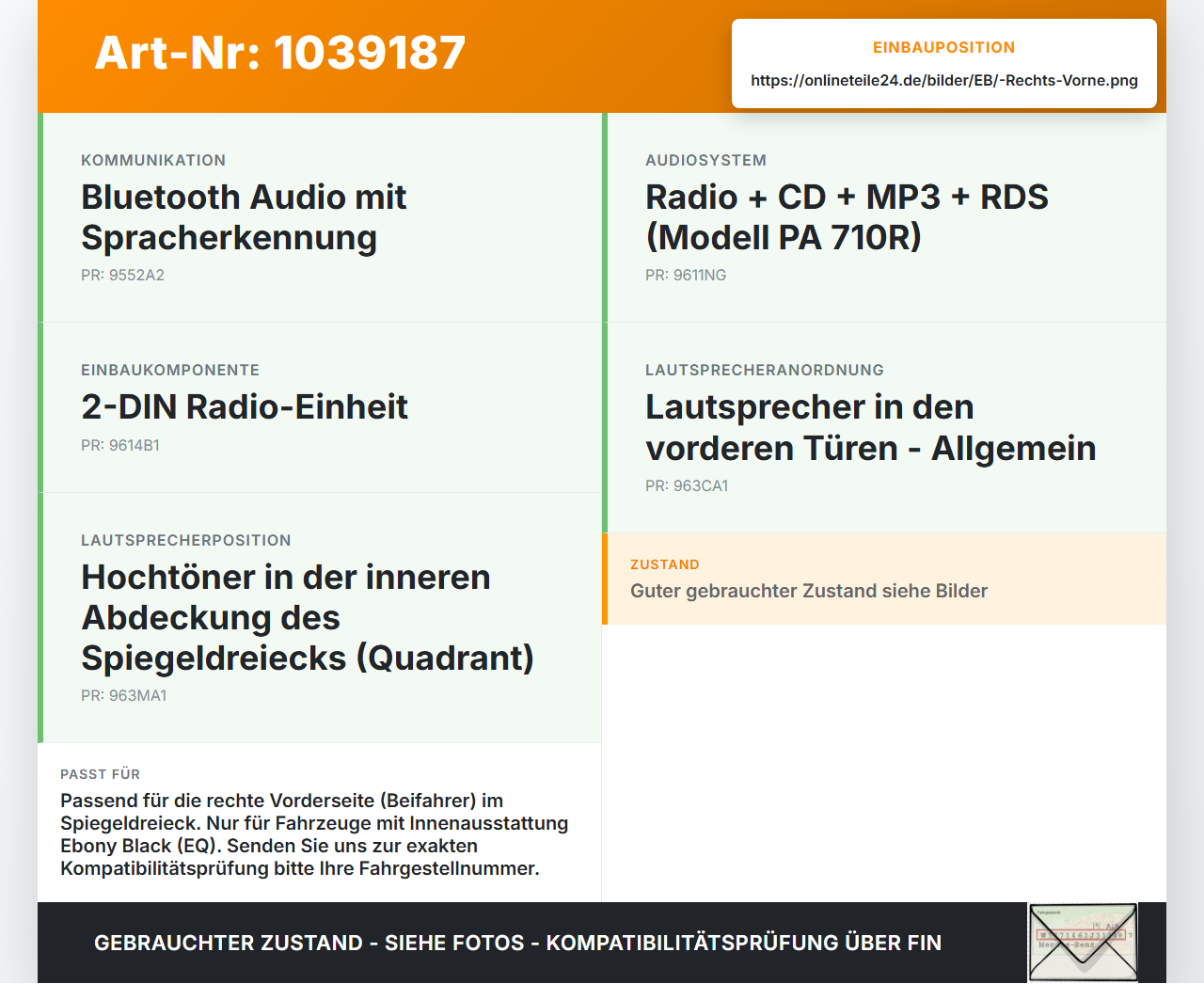 KIA Ceed ED 09-13 Lautsprecher Hochtöner Rechts Vorne KIA Ceed ED 09-13 31.10.2011 gebraucht Vorschau 3