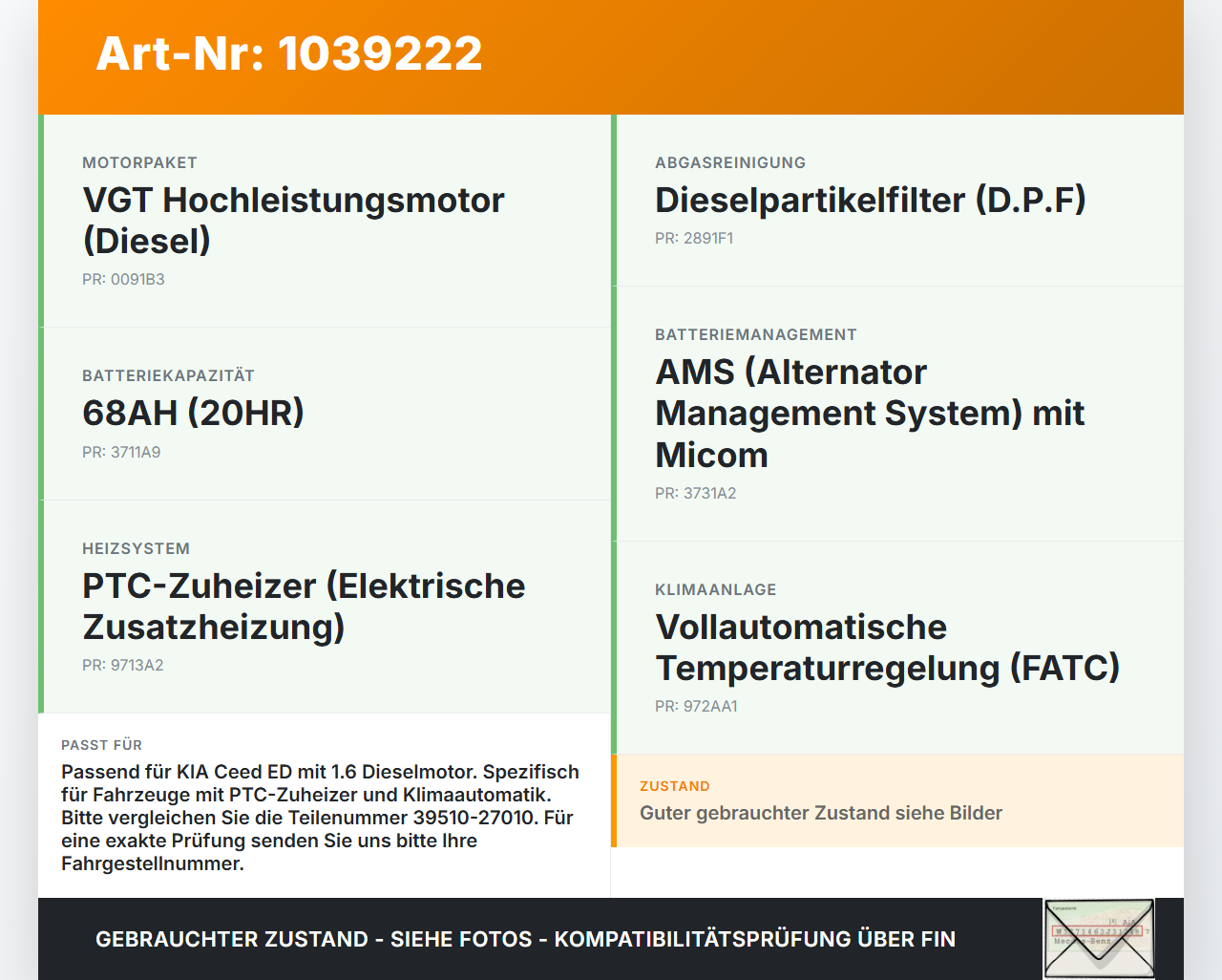 KIA Ceed ED 09-13 Relais Leistungsrelais Arbeitsrelais KIA Ceed ED 09-13 31.10.2011 39510-27010 gebraucht Vorschau 3