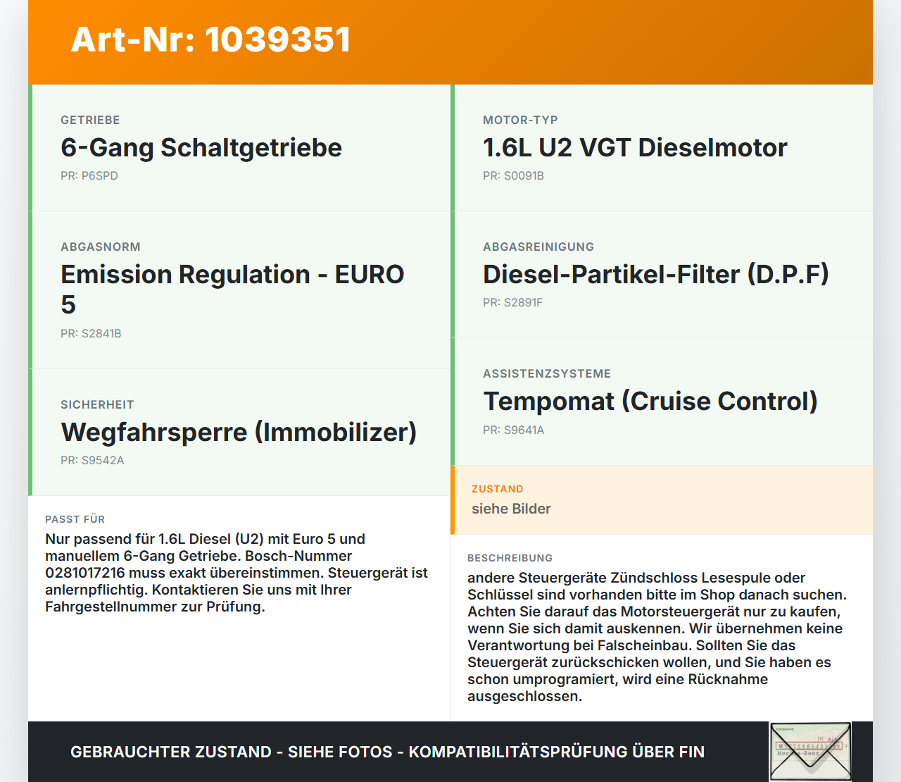 KIA Ceed ED 09-13 1,6 66KW Steuergerät ECU für Motor Motorsteuergerät KIA Ceed ED 09-13 31.10.2011 0281017216... Vorschau 3