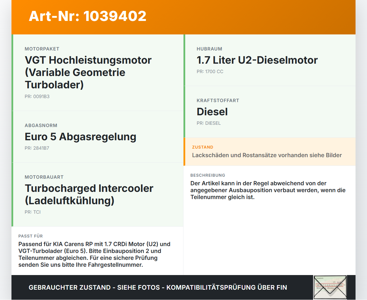 KIA Carens RP IV 13-19 CRDi 1,7 100KW Ansaugrohr Ladeluftschlauch Luftschlauch Pos.2 KIA Carens RP IV 13-19... Vorschau 3