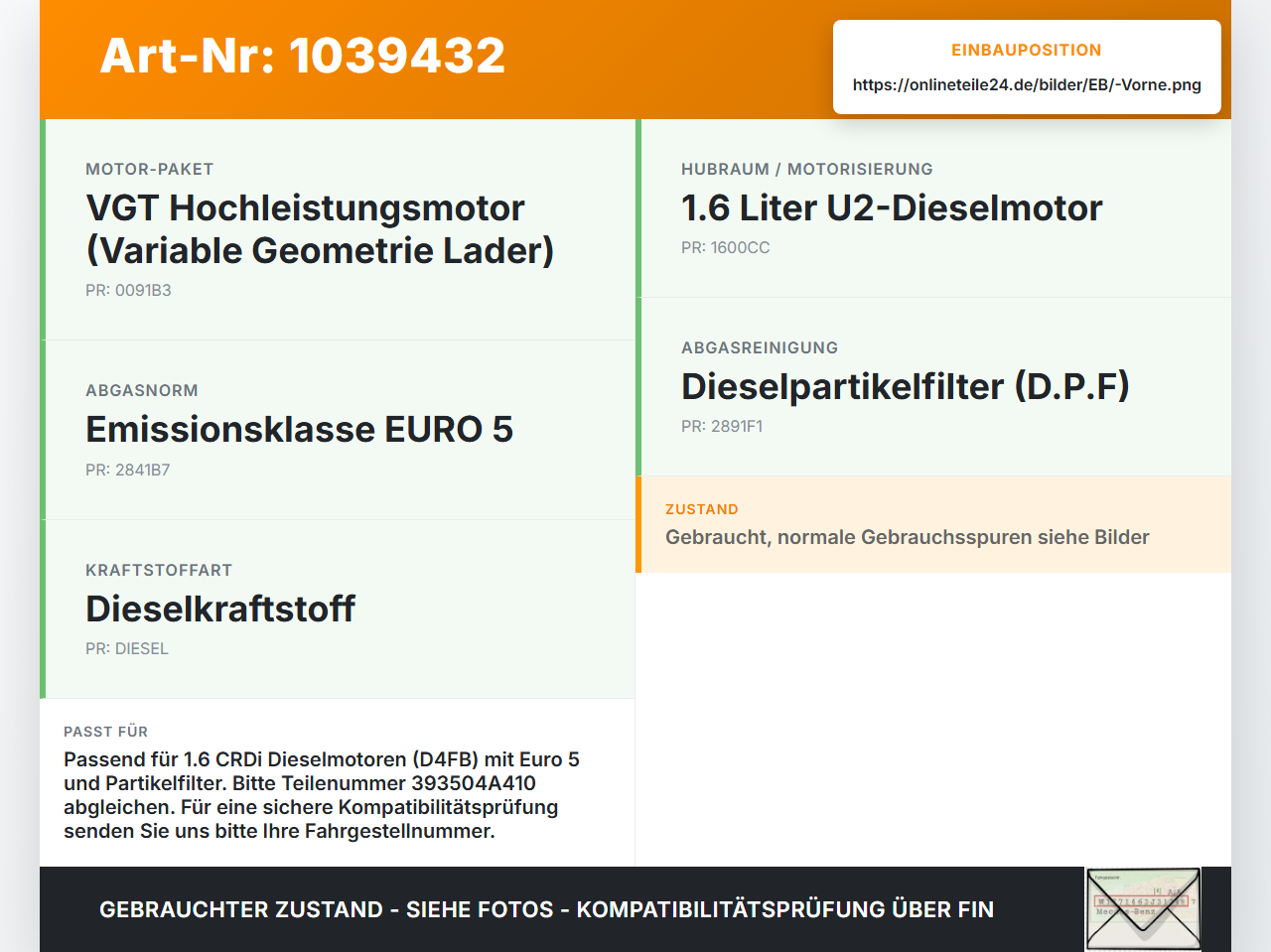 KIA Ceed ED 09-13 1,6 66KW Lambdasonde Vorne LSU4.9 KIA Ceed ED 09-13 31.10.2011 9350933004 gebraucht Vorschau 3