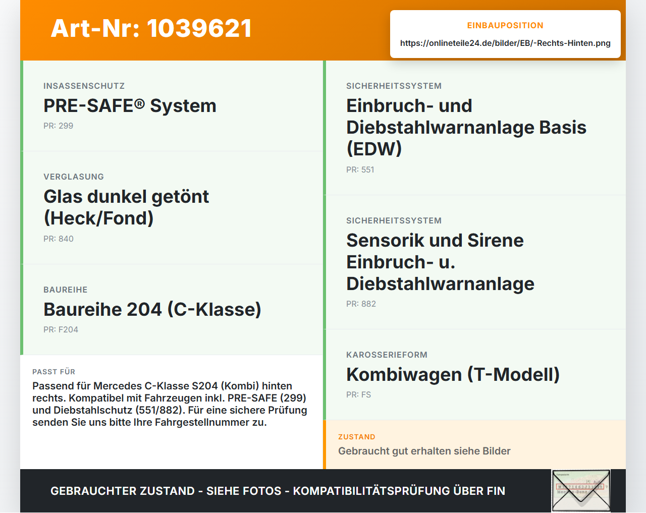 Mercedes W204 S204 C250 07-14 Steuergerät SG Türsteuergerät Hinten Rechts Mercedes W204 S204 C250 07-14 29.08.2013... Vorschau 3
