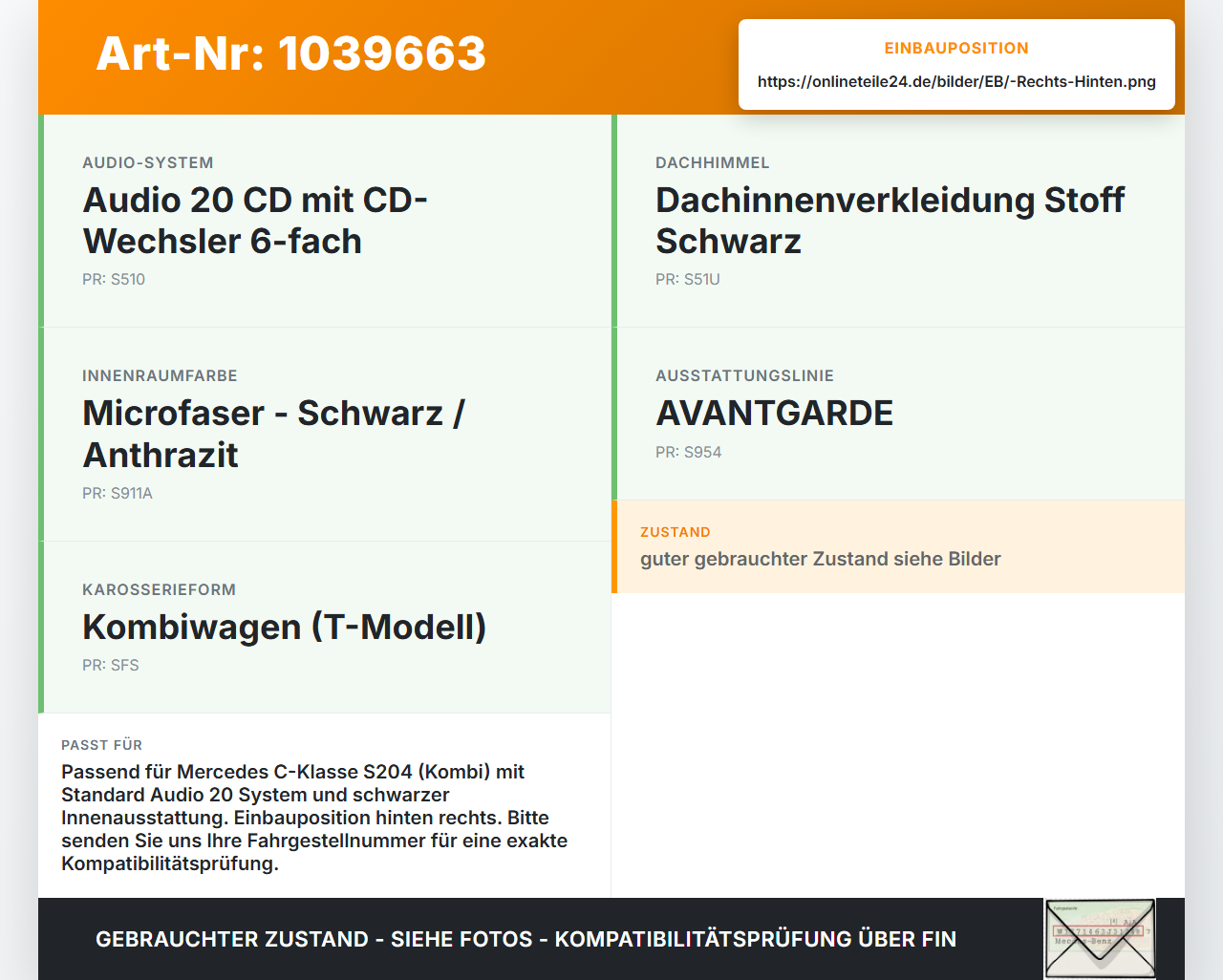 Mercedes W204 S204 C250 07-14 Lautsprecher Hochtöner Rechts Hinten Mercedes W204 S204 C250 07-14 29.08.2013... Vorschau 3