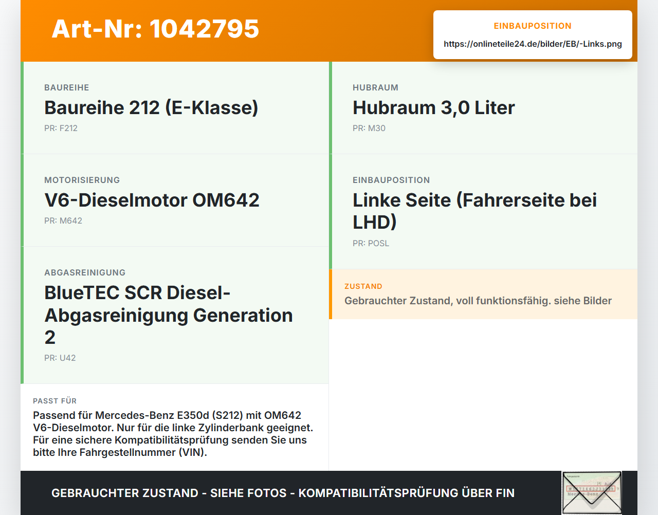 Mercedes S212 E350d 13-16 CDI 3,0 170KW 642850 Ansaugbrücke Ansaugkrümmer m. Drallklappen Links Mercedes S212 E350d... Vorschau 3