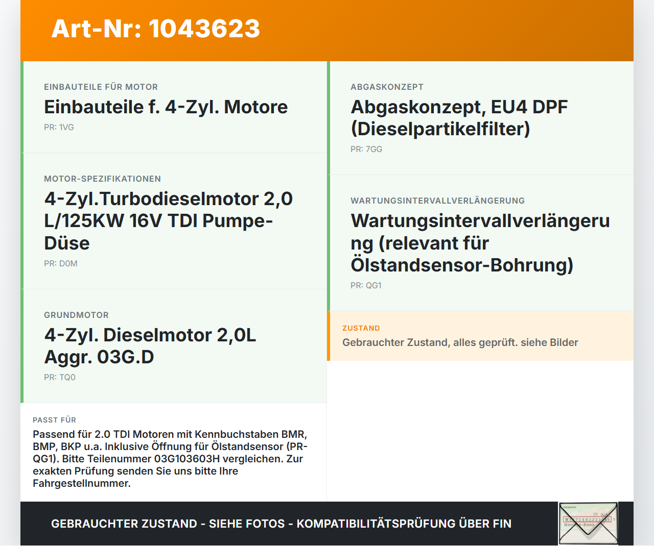 VW Passat 3C B6 05-10 TDI 2,0 125KW BMR Ölwanne Motorwanne VW Passat 3C B6 05-10 07.12.2006 03G103603H 03G103603... Vorschau 3