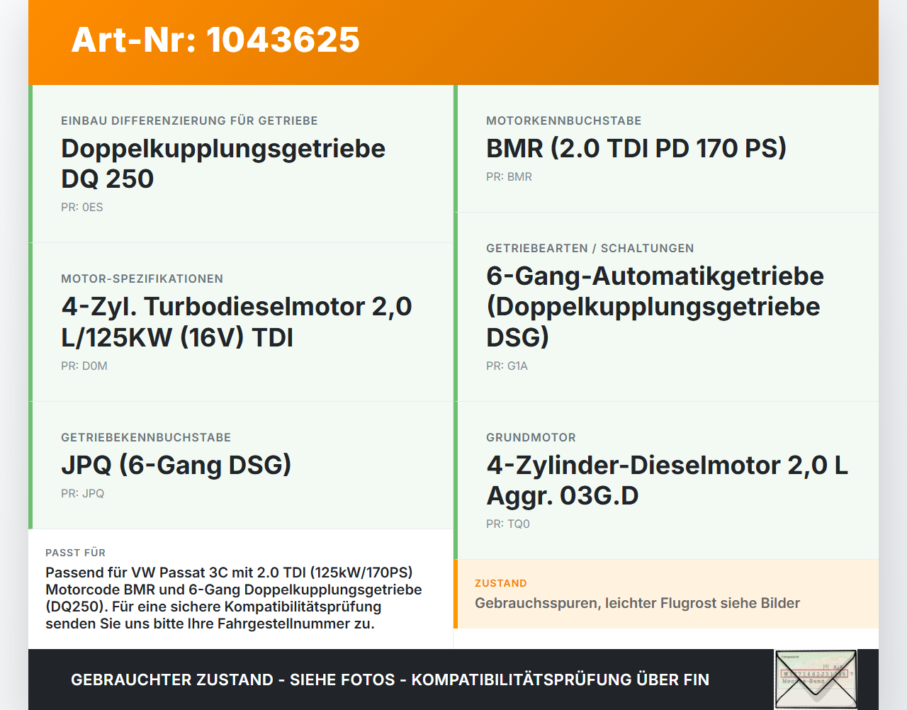 VW Passat 3C B6 05-10 TDI 2,0 125KW BMR Schwungscheibe Schwungrad für DSG VW Passat 3C B6 05-10 07.12.2006... Vorschau 3