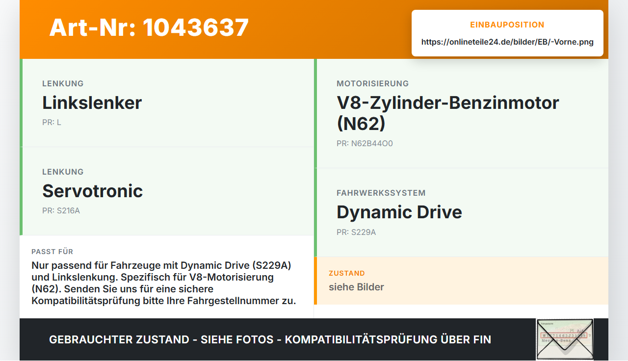 BMW E65 7er 01-05 Stabilisator Stabi Hydraulisch Dynamic Drive Vorne BMW E65 7er 01-05 11.09.2003 6780009... Vorschau 3