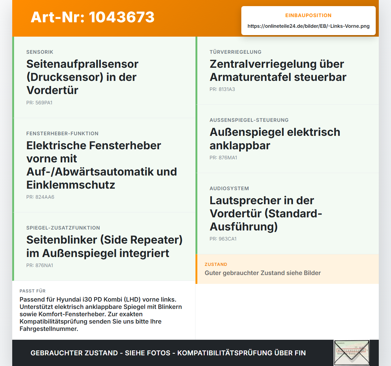 Hyundai I30 PD 20-25 Kombi Kabelbaum Tür und Fensterheber Links Vorne Hyundai I30 PD 20-25 03.11.2017 91600G4280... Vorschau 3