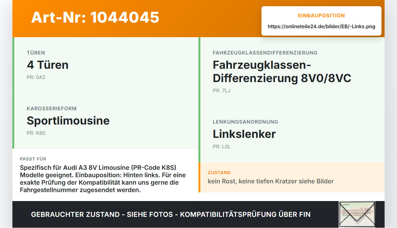 Audi A3 8V 8VS 16-20 Lim Scharniere Scharnier für Heckklappe Links Audi A3 8V 8VS 16-20 18.12.2019 8V5827301C gebraucht Vorschau 3