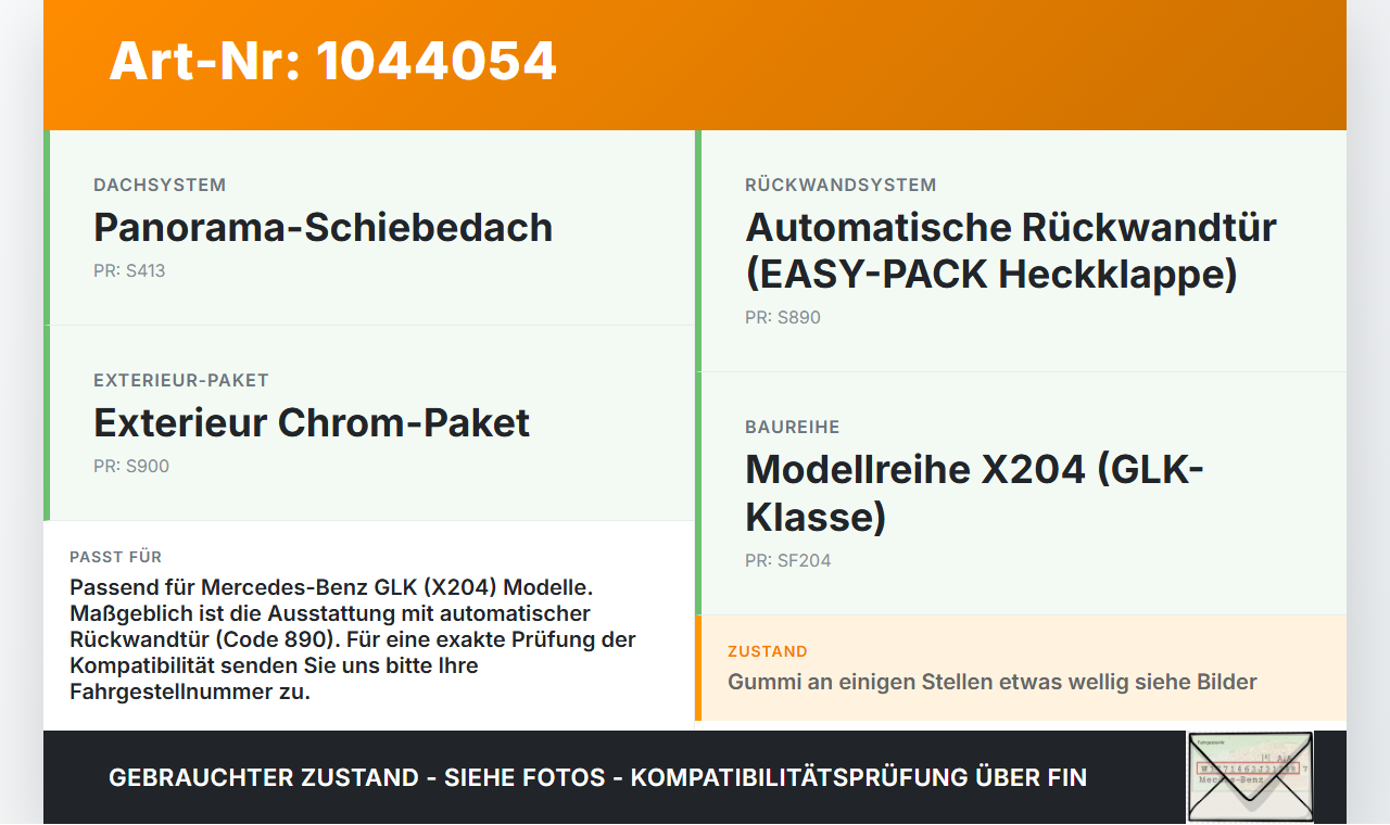 Mercedes X204 08-12 Dichtung Rahmen für Heckklappe Kofferraum Mercedes X204 08-12 04.12.2009 A2047400478 gebraucht Vorschau 3