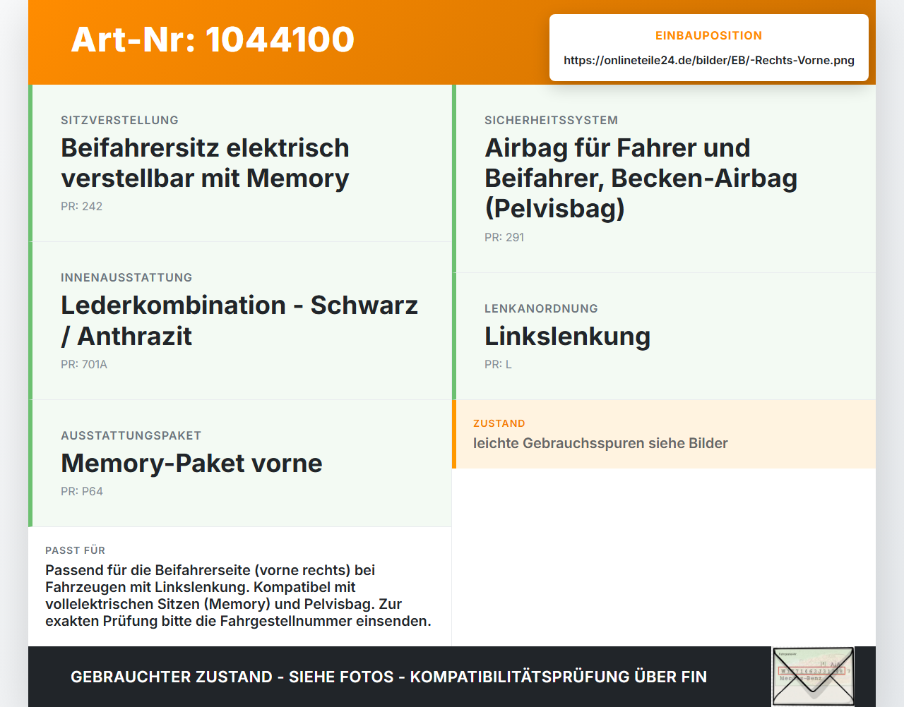 Mercedes X204 08-12 Gurtschloss Rechts Vorne Mercedes X204 08-12 04.12.2009 A2048602469 340432604809 33057252 gebraucht Vorschau 3