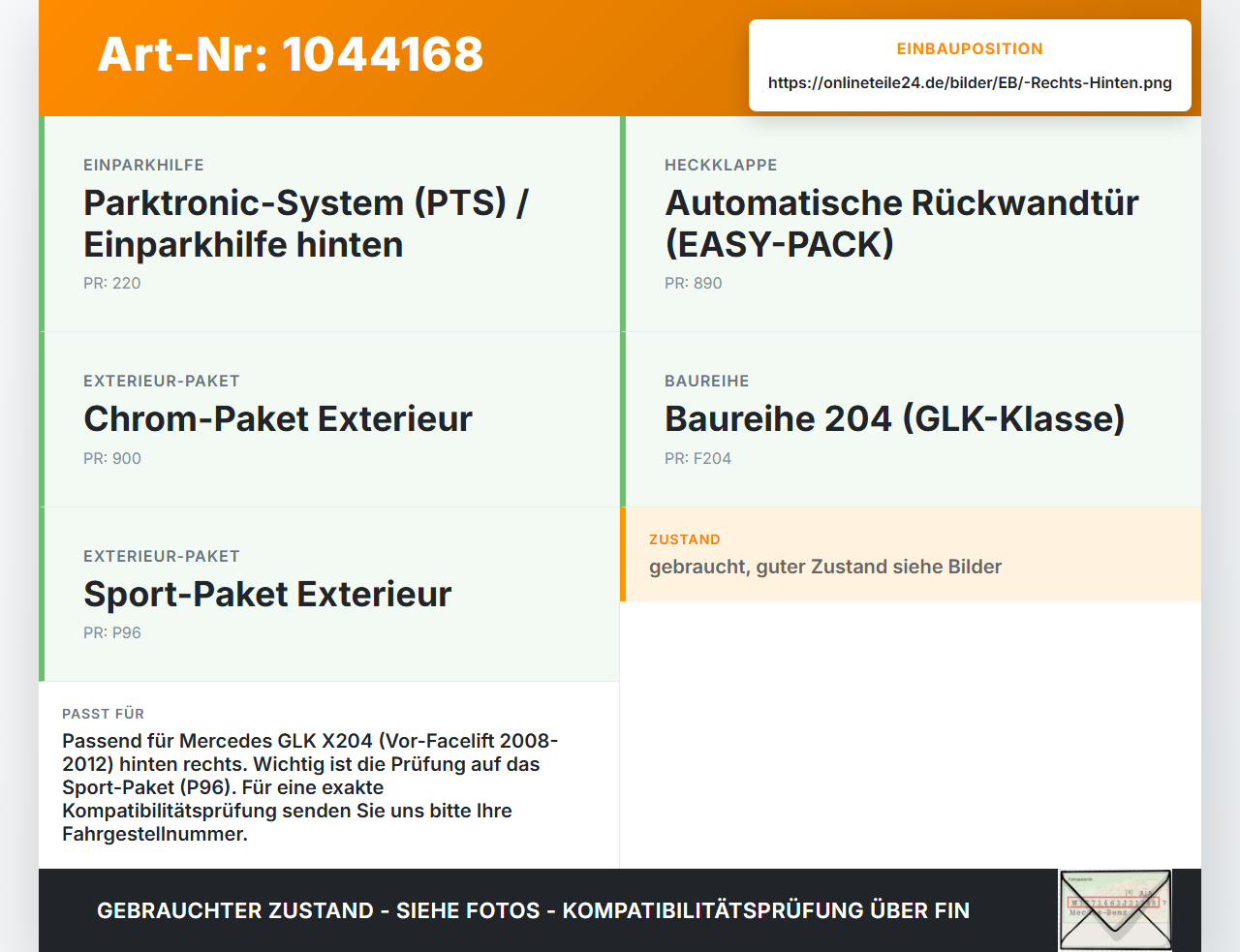 Mercedes X204 08-12 Halter Träger Aufnahme Führung für Stoßstange Rechts Hinten Mercedes X204 08-12 04.12.2009... Vorschau 3