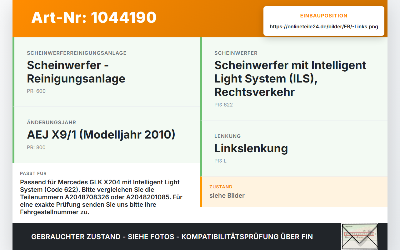 Mercedes X204 08-12 Xenon Vorschaltgerät Links Mercedes X204 08-12 04.12.2009 A2048708326 A2048201085... Vorschau 3