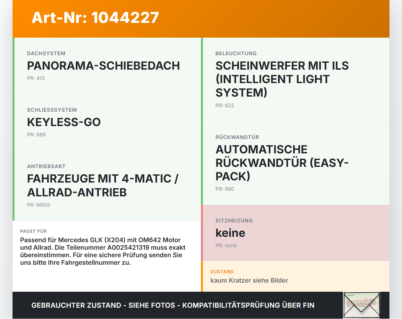 Mercedes X204 08-12 3.0 165KW Sicherungskasten Zentralelektrik Mercedes X204 08-12 04.12.2009 A0025421319... Vorschau 3