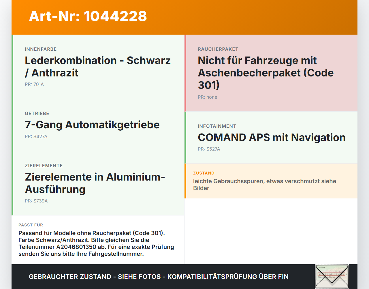 Mercedes X204 08-12 Ablagefach Staufach Fach Mercedes X204 08-12 04.12.2009 A2046801350 gebraucht Vorschau 3