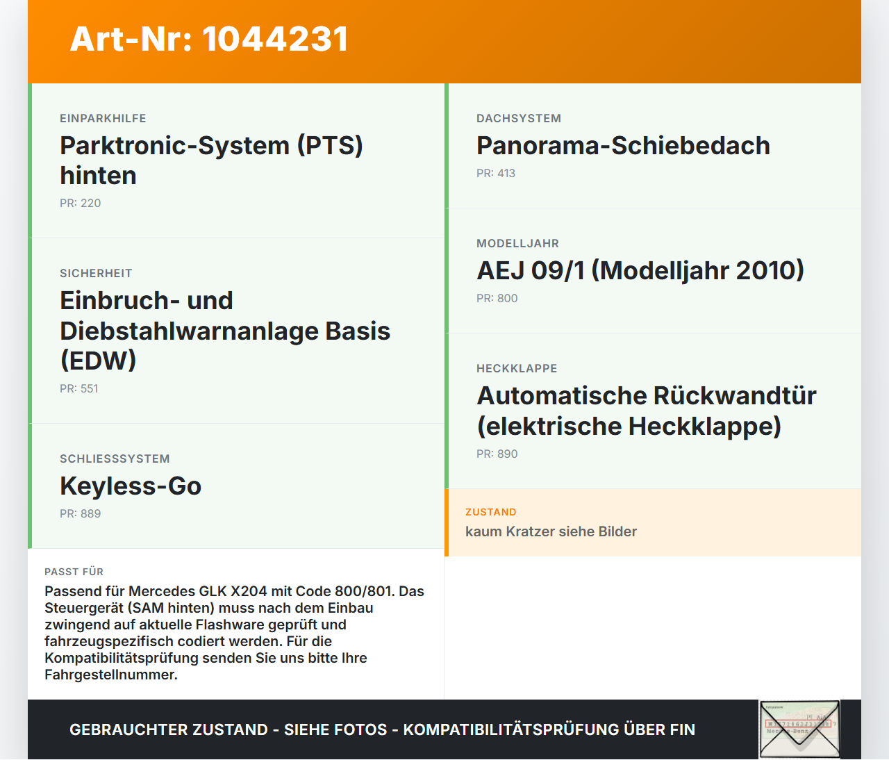 Mercedes X204 08-12 Steuergerät Zentralsteuergerät SAM Mercedes X204 08-12 04.12.2009 A2049001402 2049001402... Vorschau 3