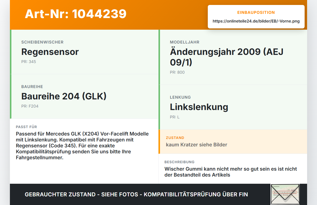 Mercedes X204 08-12 2x Scheibenwischer Wischarm Vorne Mercedes X204 08-12 04.12.2009 A2048200944 gebraucht Vorschau 3