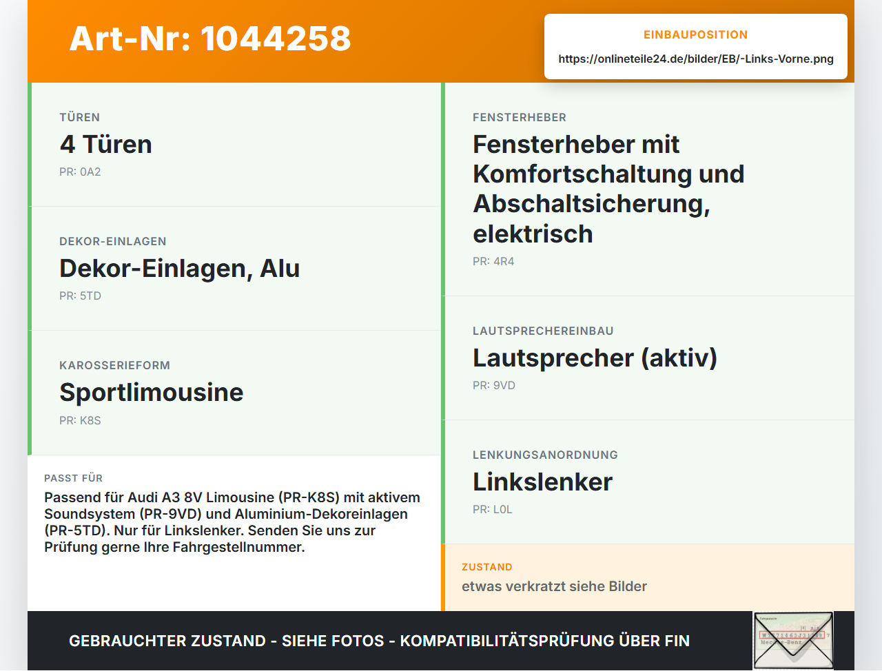 Audi A3 8V 8VS 16-20 Lim Türleiste Links Vorne Innen LX5E Audi A3 8V 8VS 16-20 18.12.2019 8V5867103A 8V4867409A... Vorschau 3