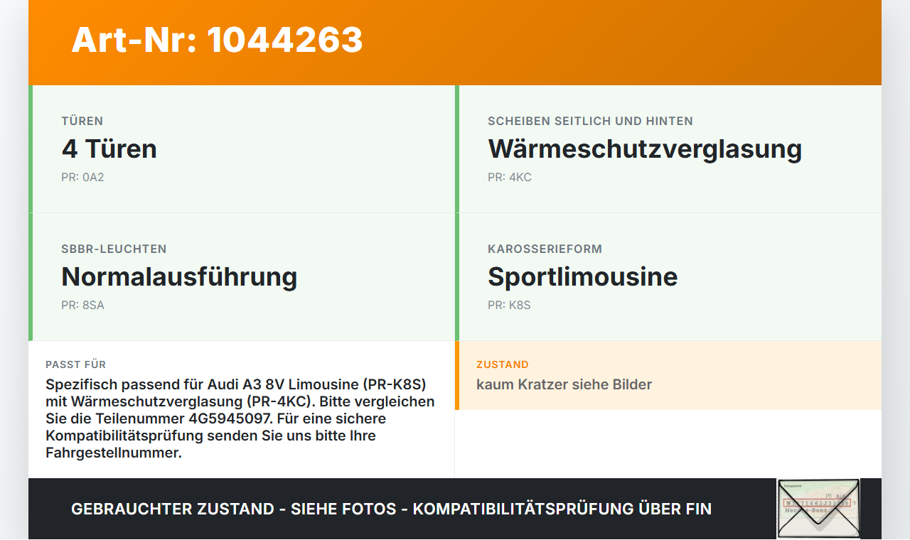 Audi A3 8V 8VS 16-20 Lim Bremslicht 3te Bremsleuchte für Klappe Audi A3 8V 8VS 16-20 18.12.2019 4G5945097 311003242... Vorschau 3