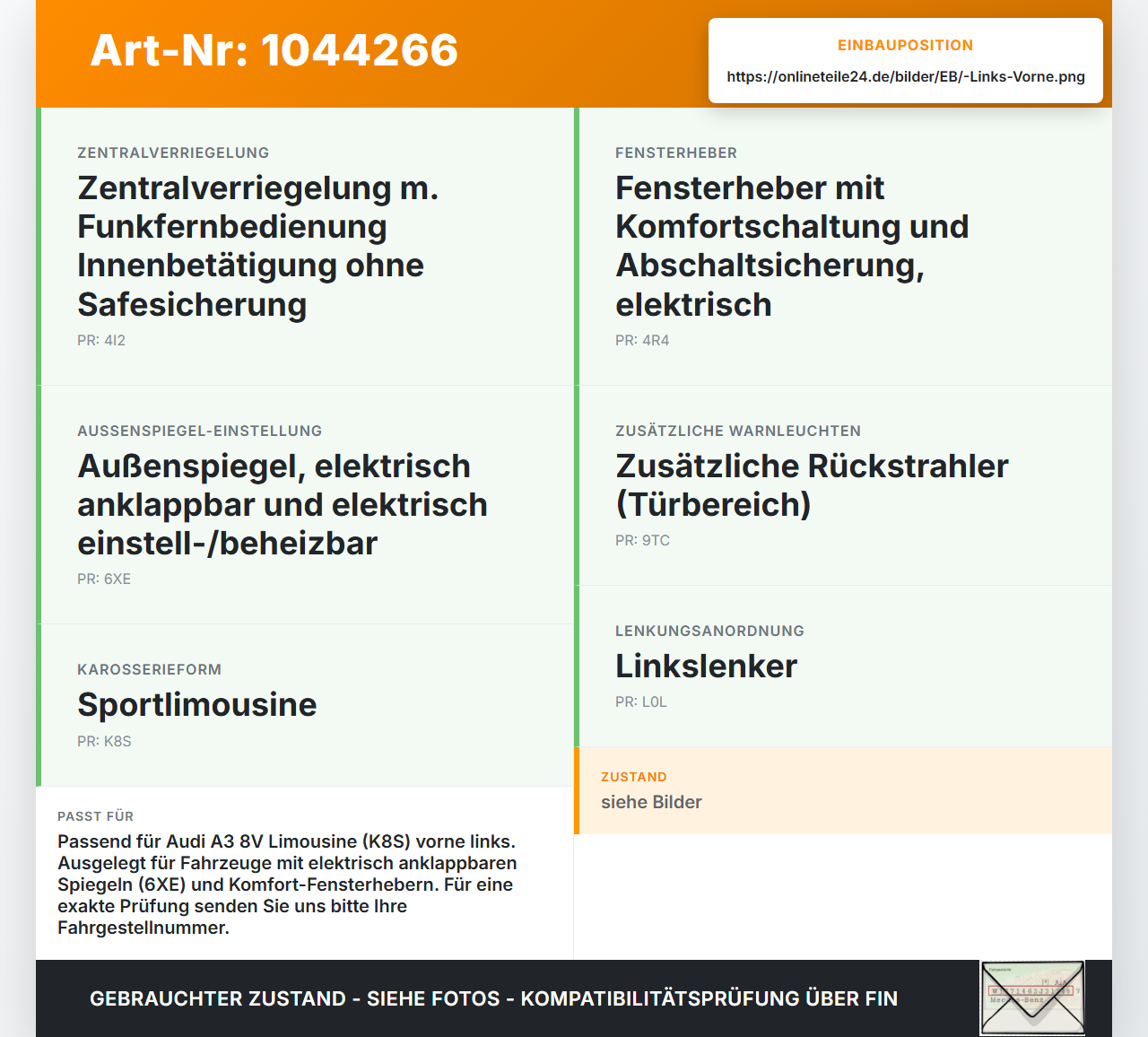 Audi A3 8V 8VS 16-20 Lim Kabelbaum Tür und Fensterheber Links Vorne Audi A3 8V 8VS 16-20 18.12.2019 8V4971029AH... Vorschau 3