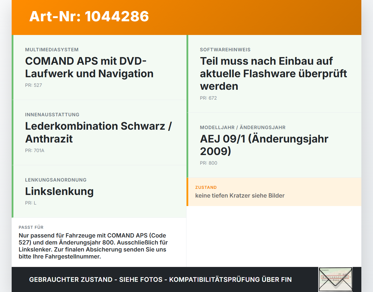 Mercedes X204 08-12 Bedienteil Comand Controller Drehknopf Schalter Mercedes X204 08-12 04.12.2009 A2048707458... Vorschau 3