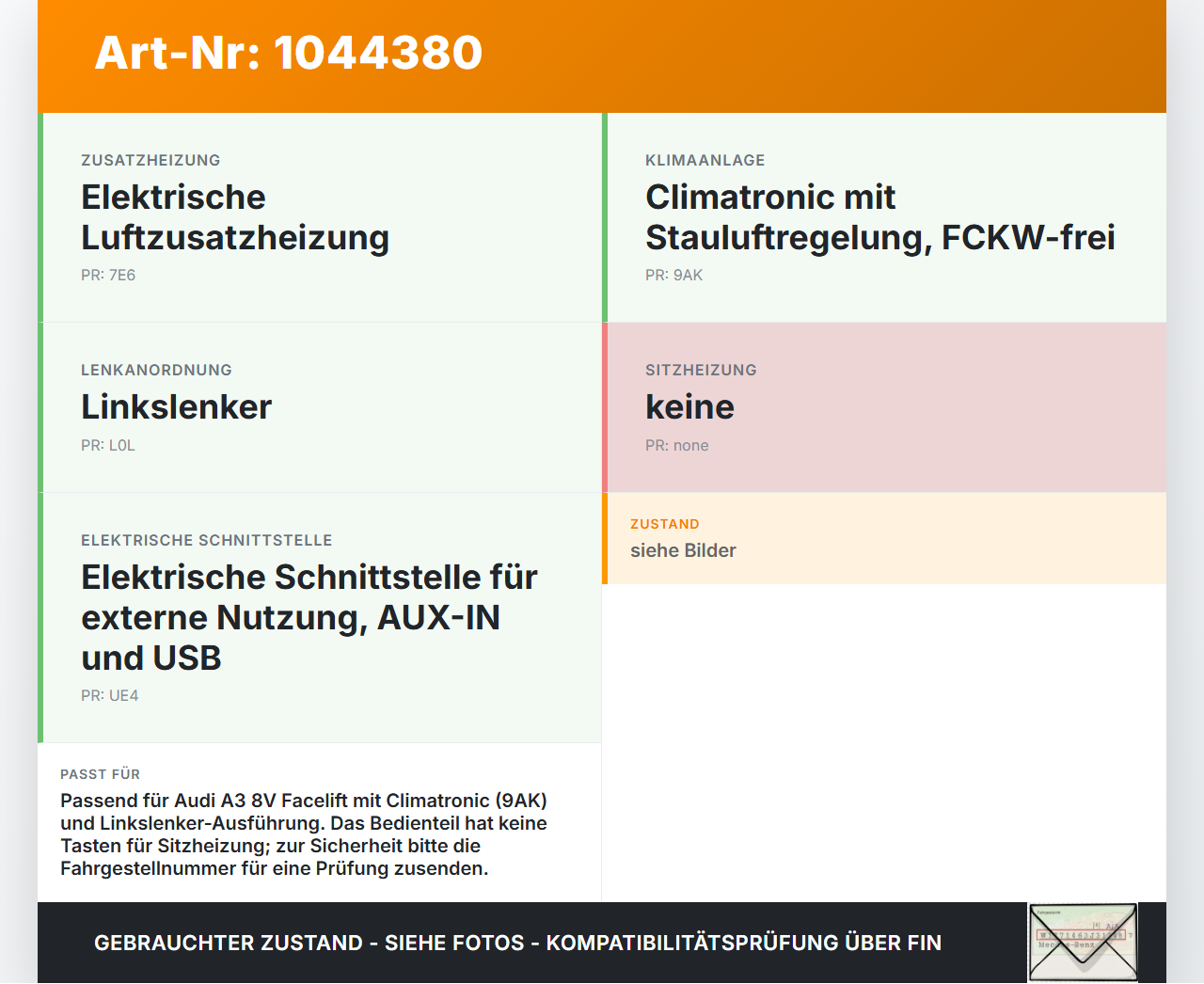 Audi A3 8V 8VS 16-20 Bedienteil Bedienelement Heizung Klimabedienteil Audi A3 8V 8VS 16-20 18.12.2019 4G0035726... Vorschau 3