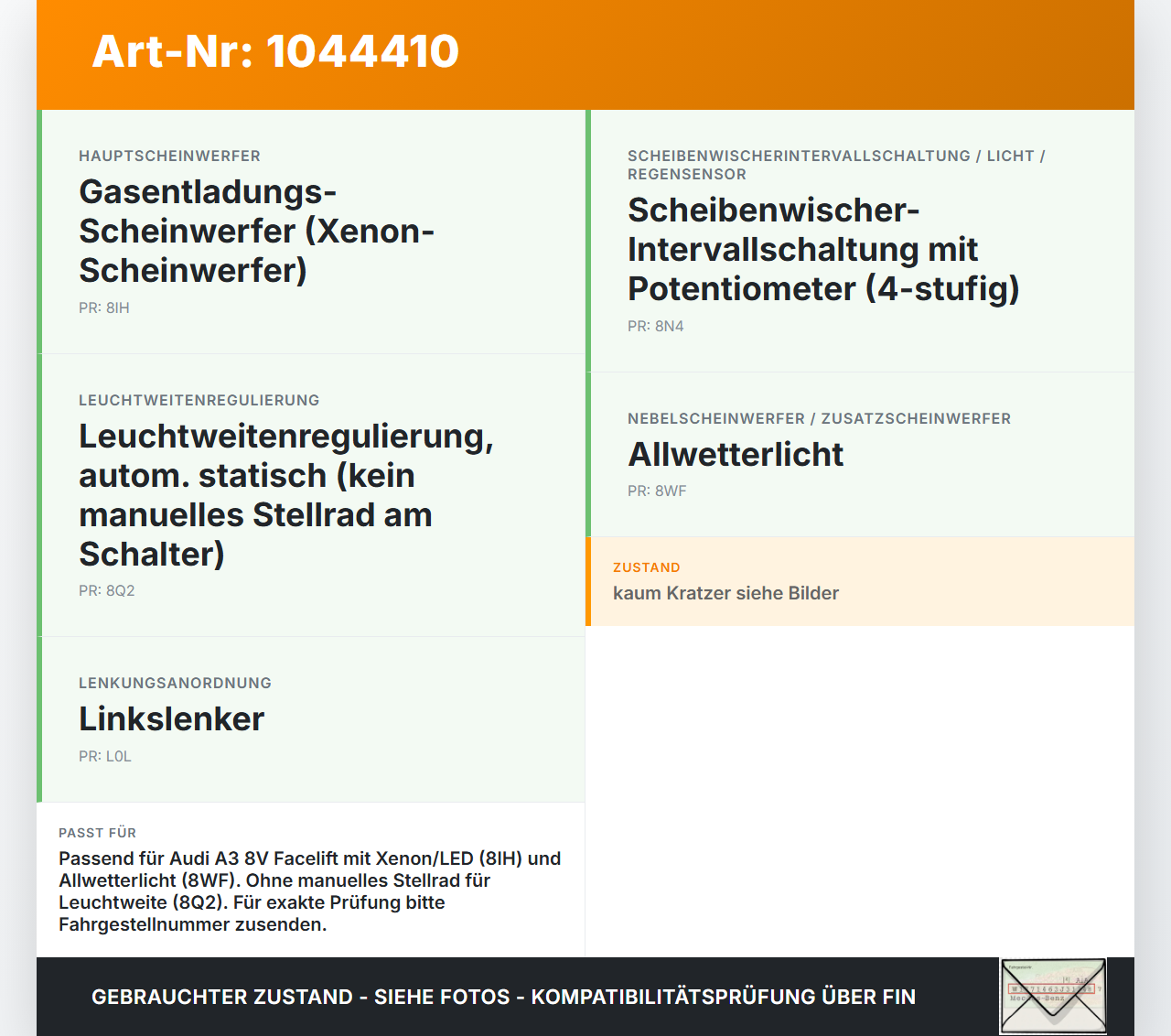 Audi A3 8V 8VS 16-20 Lichtschalter Schalter Audi A3 8V 8VS 16-20 18.12.2019 8V0941531BG 17008369-01 gebraucht Vorschau 3