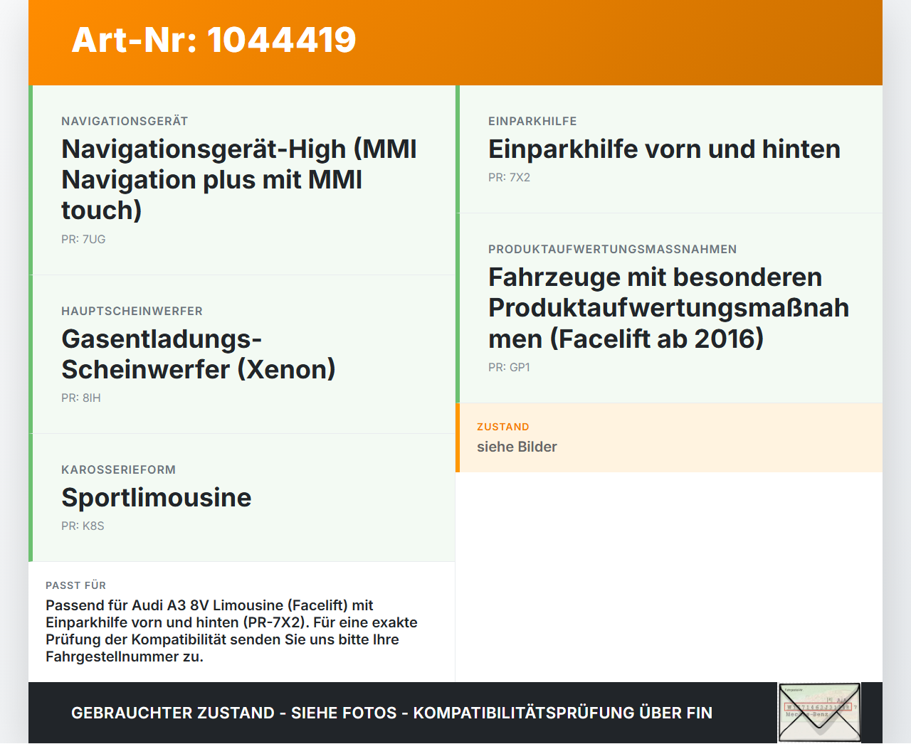 Audi A3 8V 8VS 16-20 Steuergerät ECU Modul Einparkhilfe PDC SG Audi A3 8V 8VS 16-20 18.12.2019 5QA919294G 100205786... Vorschau 3