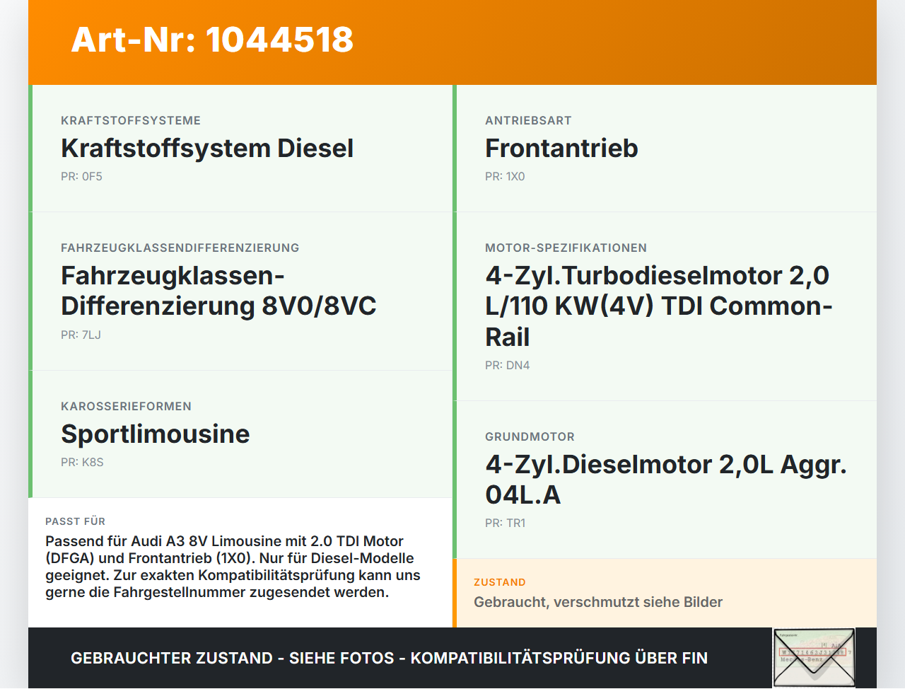 Audi A3 8V 8VS 16-20 TDI 2,0 110KW Kraftstoffpumpe Kraftstoff Förderpumpe Tankgeber Audi A3 8V 8VS 16-20 18.12.2019... Vorschau 3