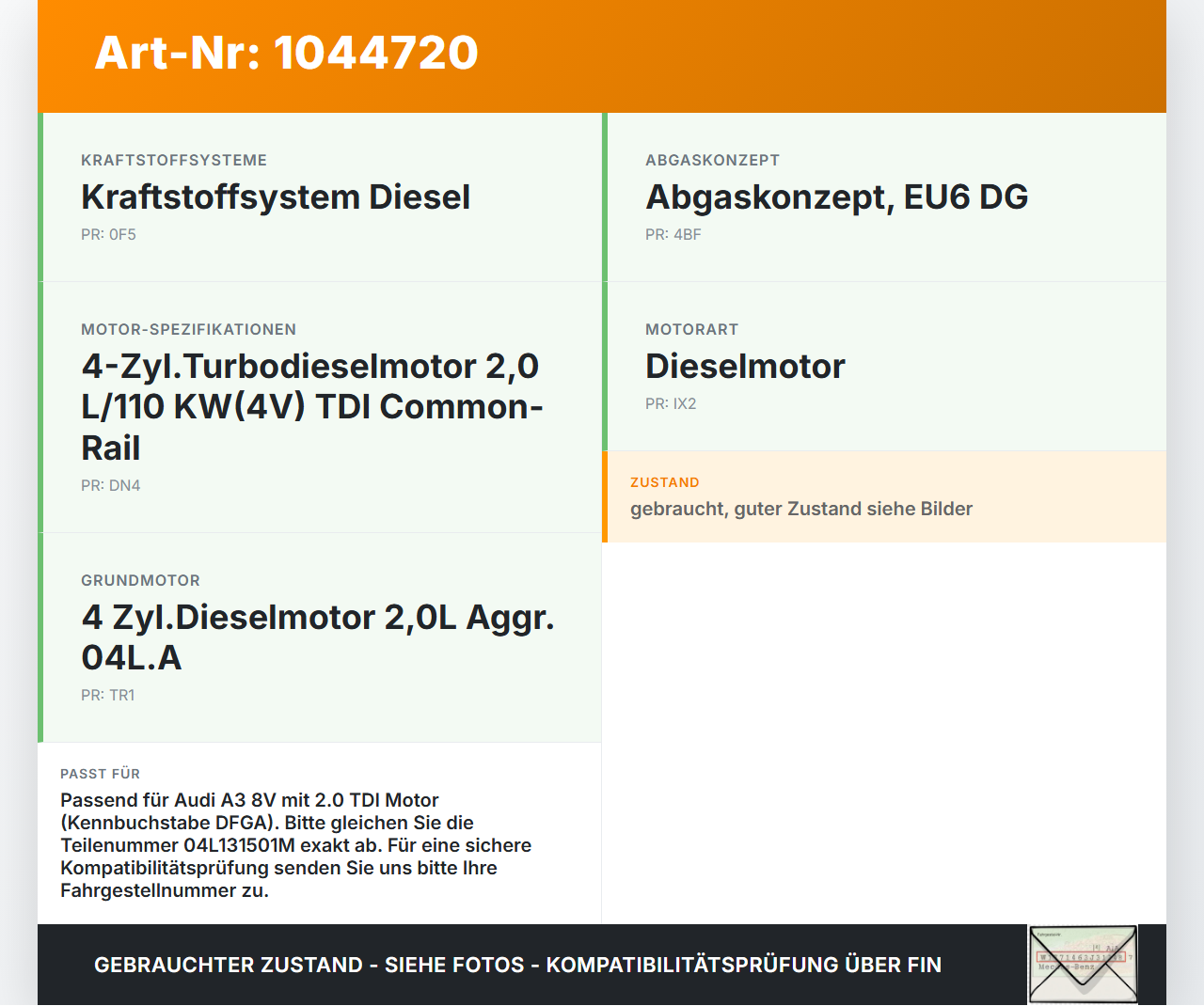Audi A3 8V 8VS 16-20 TDI 2,0 110KW DFGA Drosselklappe Audi A3 8V 8VS 16-20 18.12.2019 A2C96089300 04L131501M gebraucht Vorschau 3