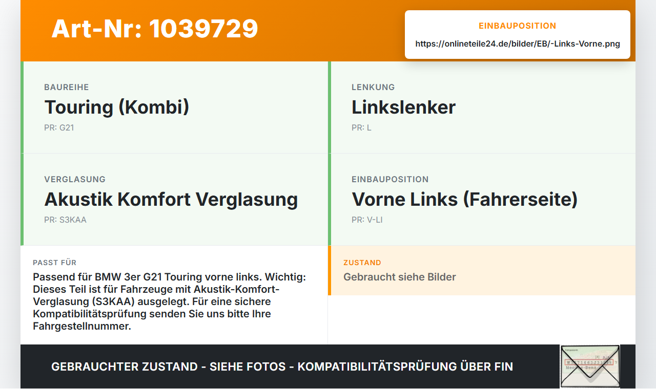 BMW G21 320dx 3er 19-22 Kombi Fensterheber o. FH-Motor Links Vorne BMW G21 320dx 3er 19-22 17.09.2020 8498853... Vorschau 3